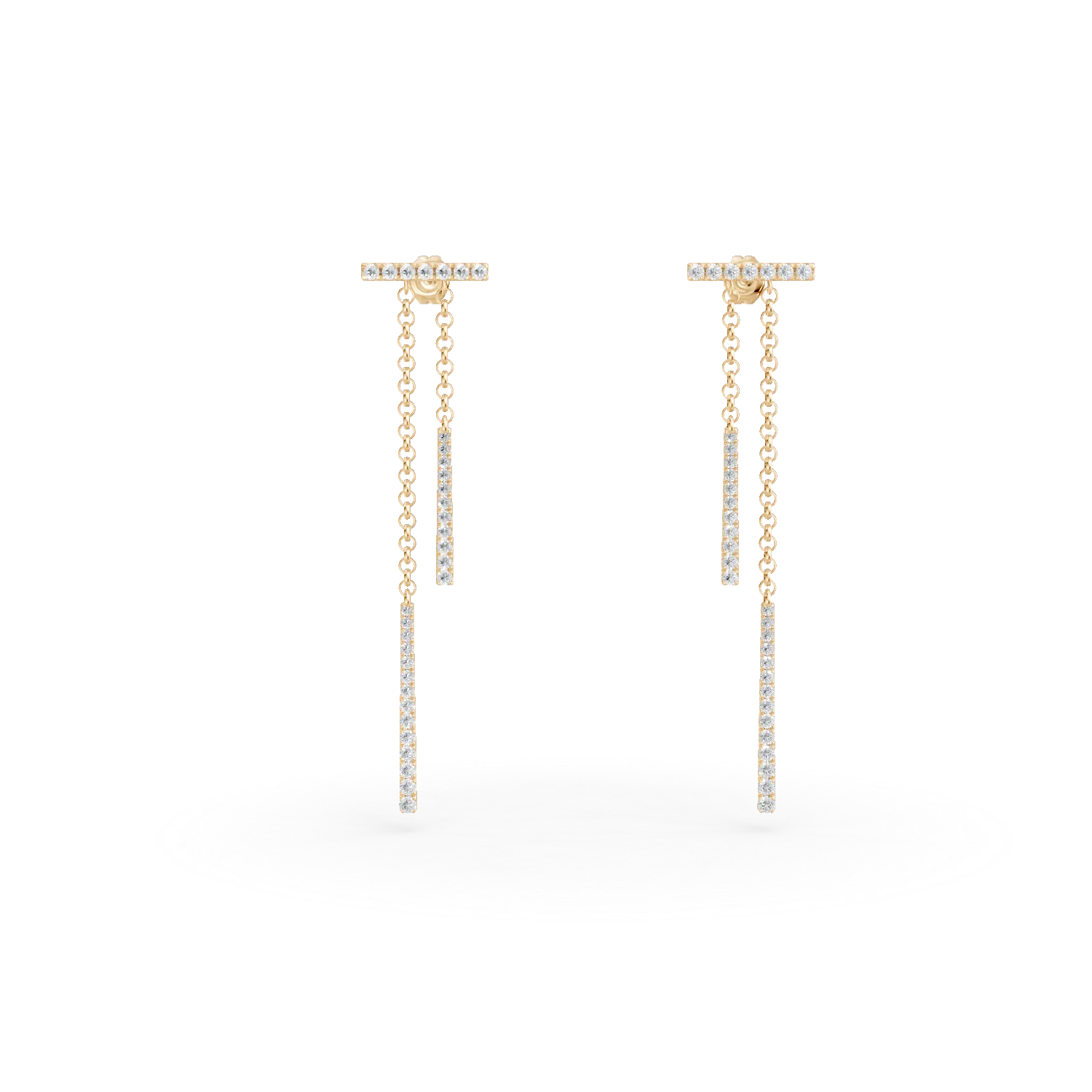 Yellow gold long earrings with 0.4ct diamonds-172811