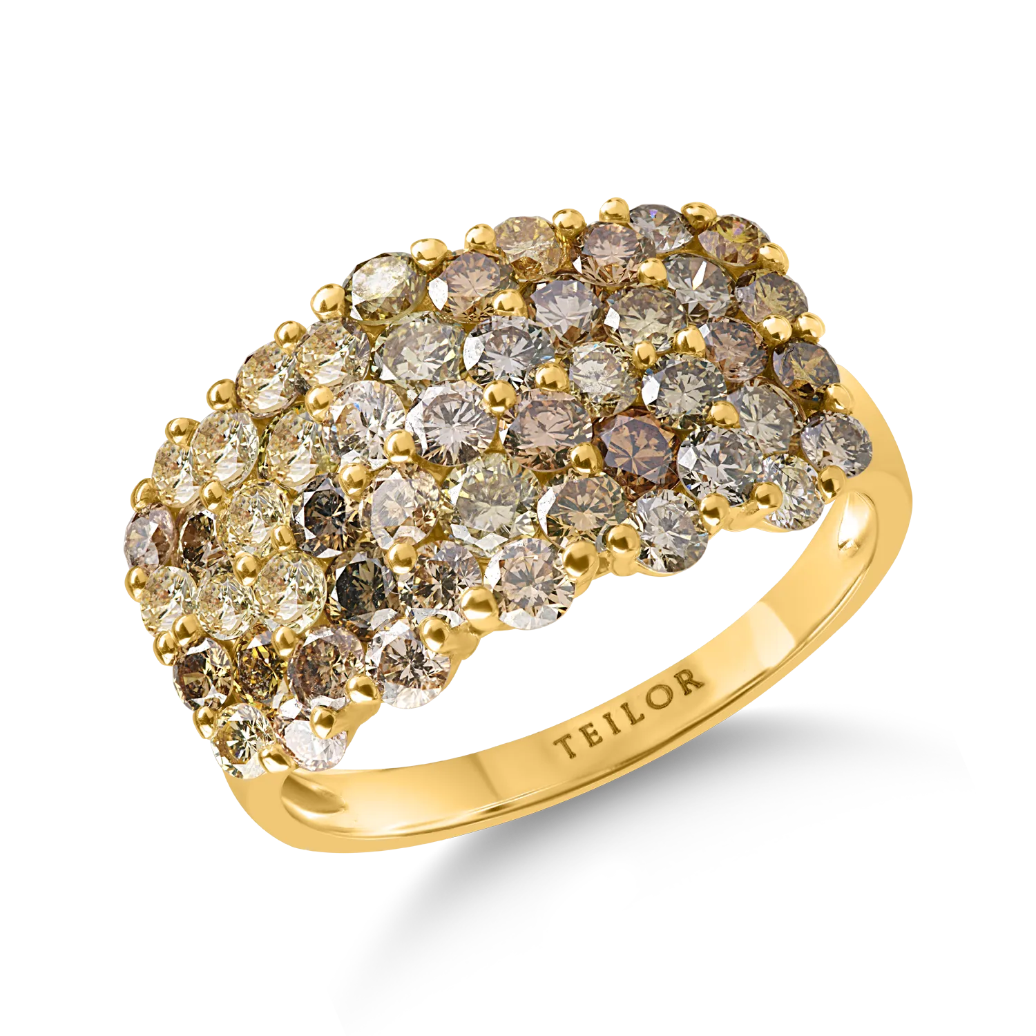 Inel microsetting din aur galben cu diamante multicolore de 3ct-189430