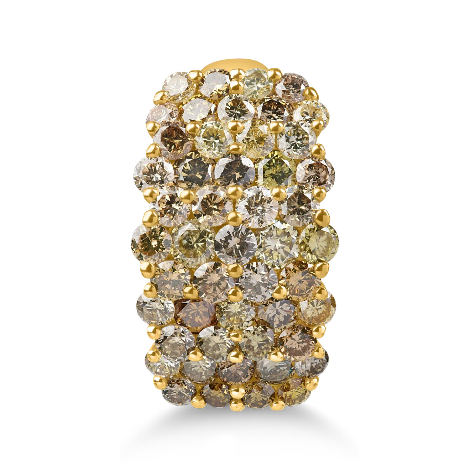 Inel microsetting din aur galben cu diamante multicolore de 3ct