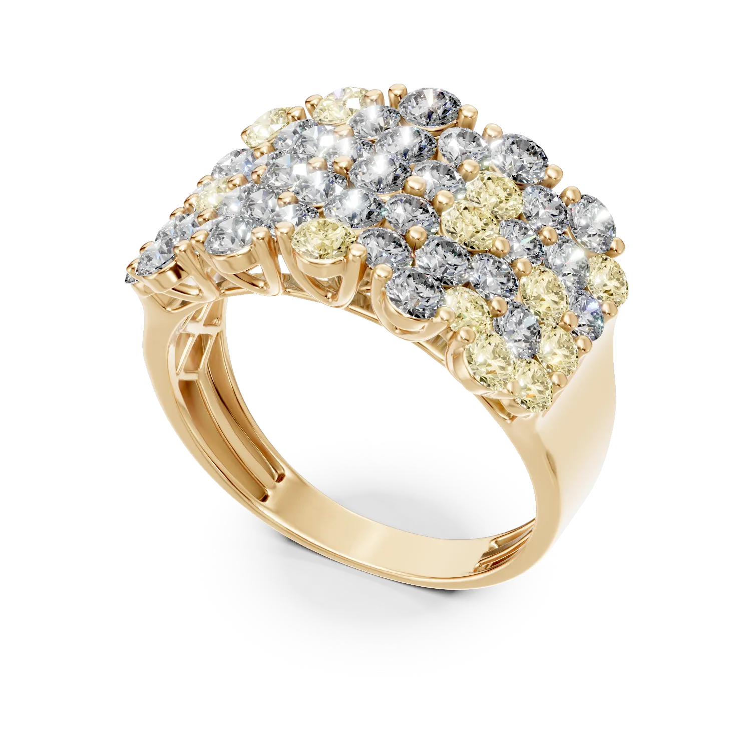 Inel din aur galben cu diamante multicolore de 2.9ct - imagine 2