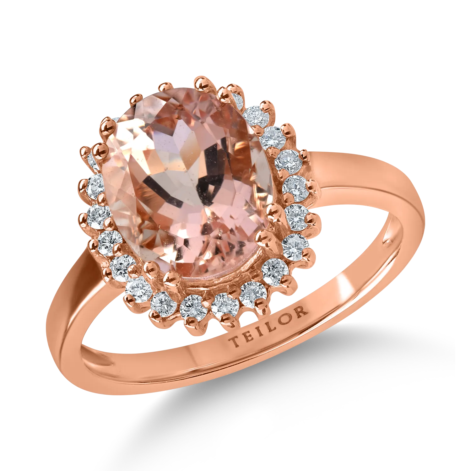 Rose gold ring with 3ct morganite and 0.2ct diamonds