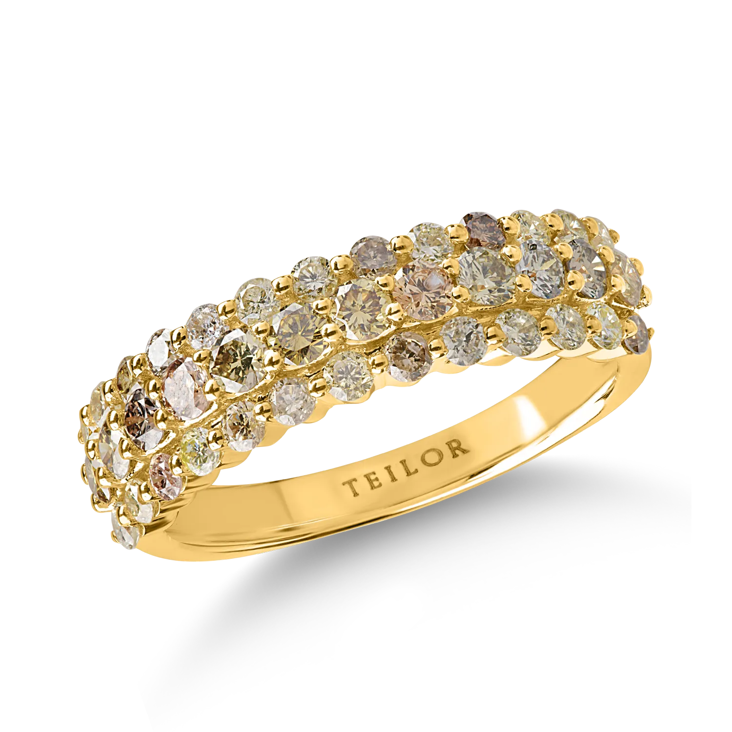 Teilor Inel din aur galben cu diamante multicolore de 1.1ct