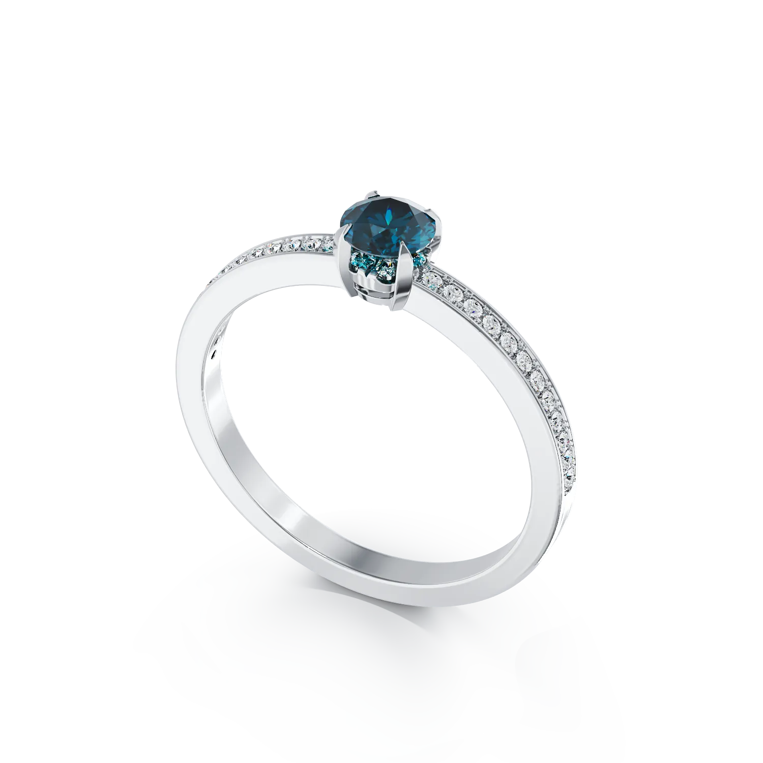 White gold engagement ring with 0.5ct blue diamond and 0.2ct clear diamonds