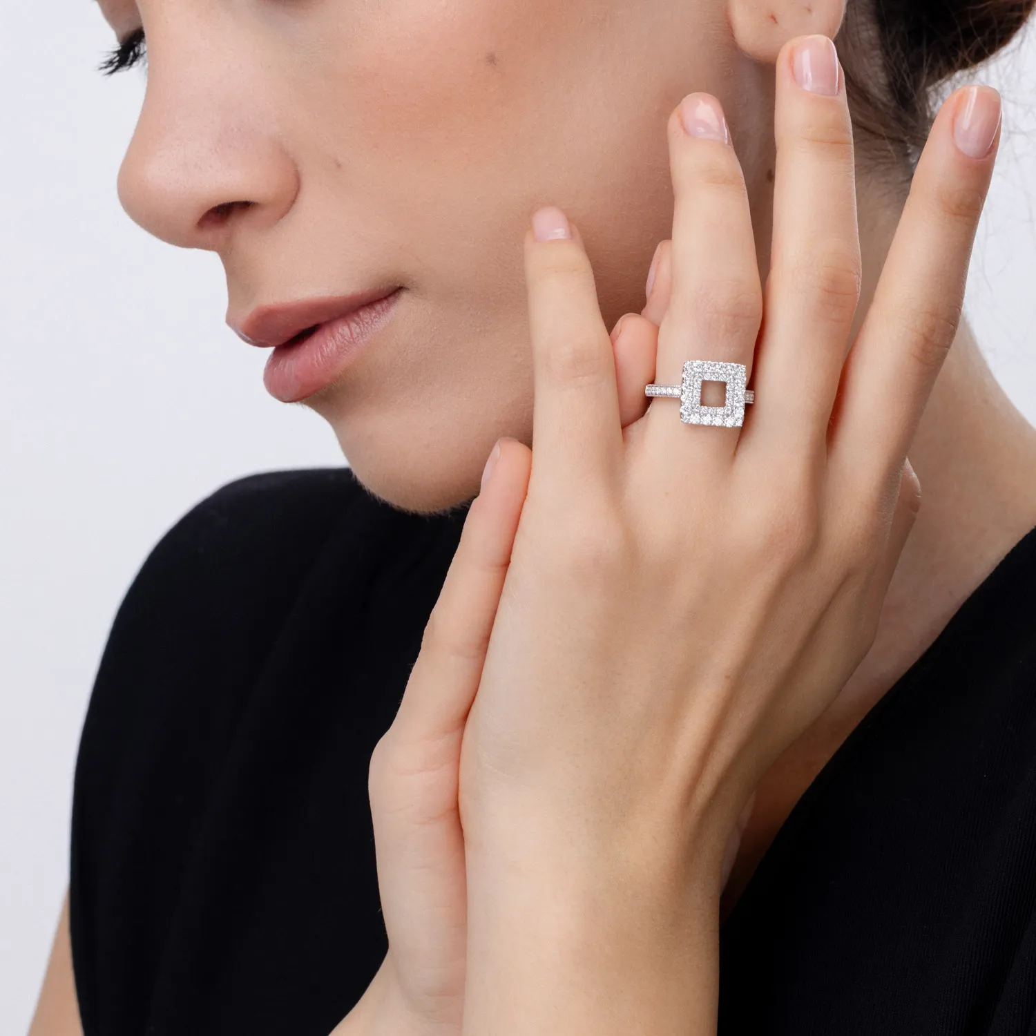 Inel din aur alb cu diamante de 1ct - Imagine 3