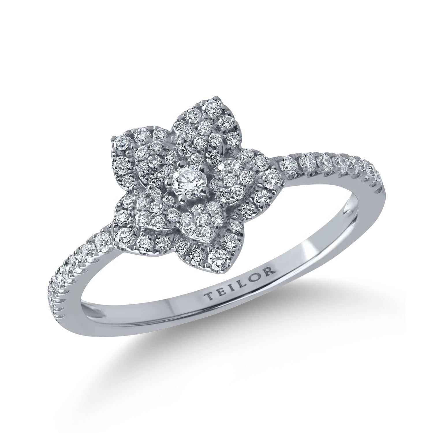 White gold flower ring with 0.37ct diamonds