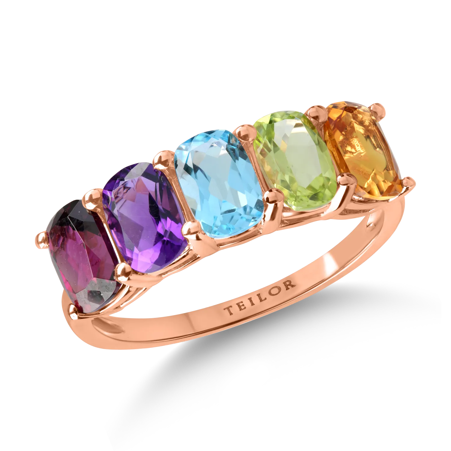 Rose gold microsetting ring with 3.16ct semi-precious stones