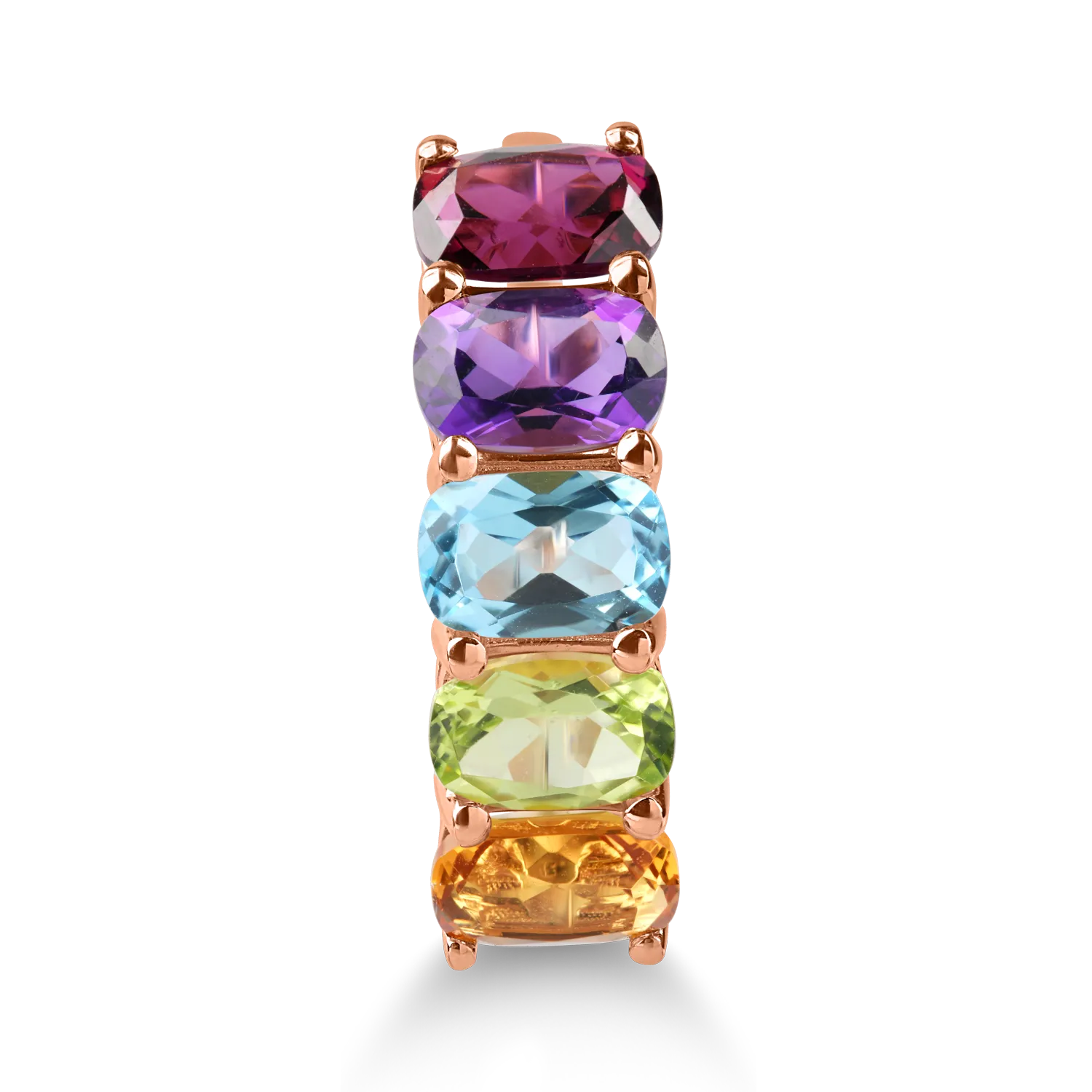 Pierścionek z mikrosetem w kolorze różowego złota z kamieniami półszlachetnymi o masie 3.16ct