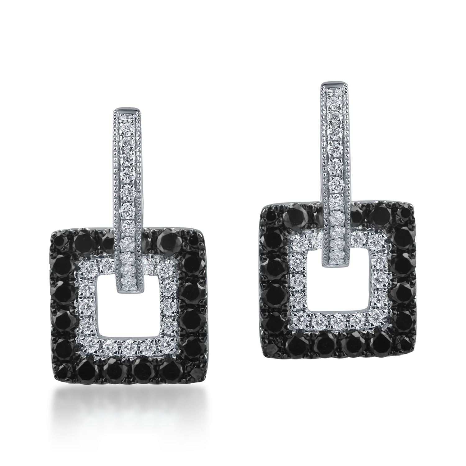 White gold geometric earrings with 0.9ct black diamonds and 0.3ct clear diamonds-172971