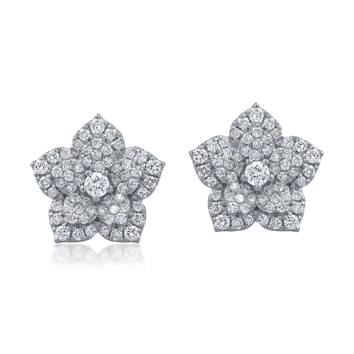Cercei floare din aur alb cu diamante de 0.4ct - 1 | YEO