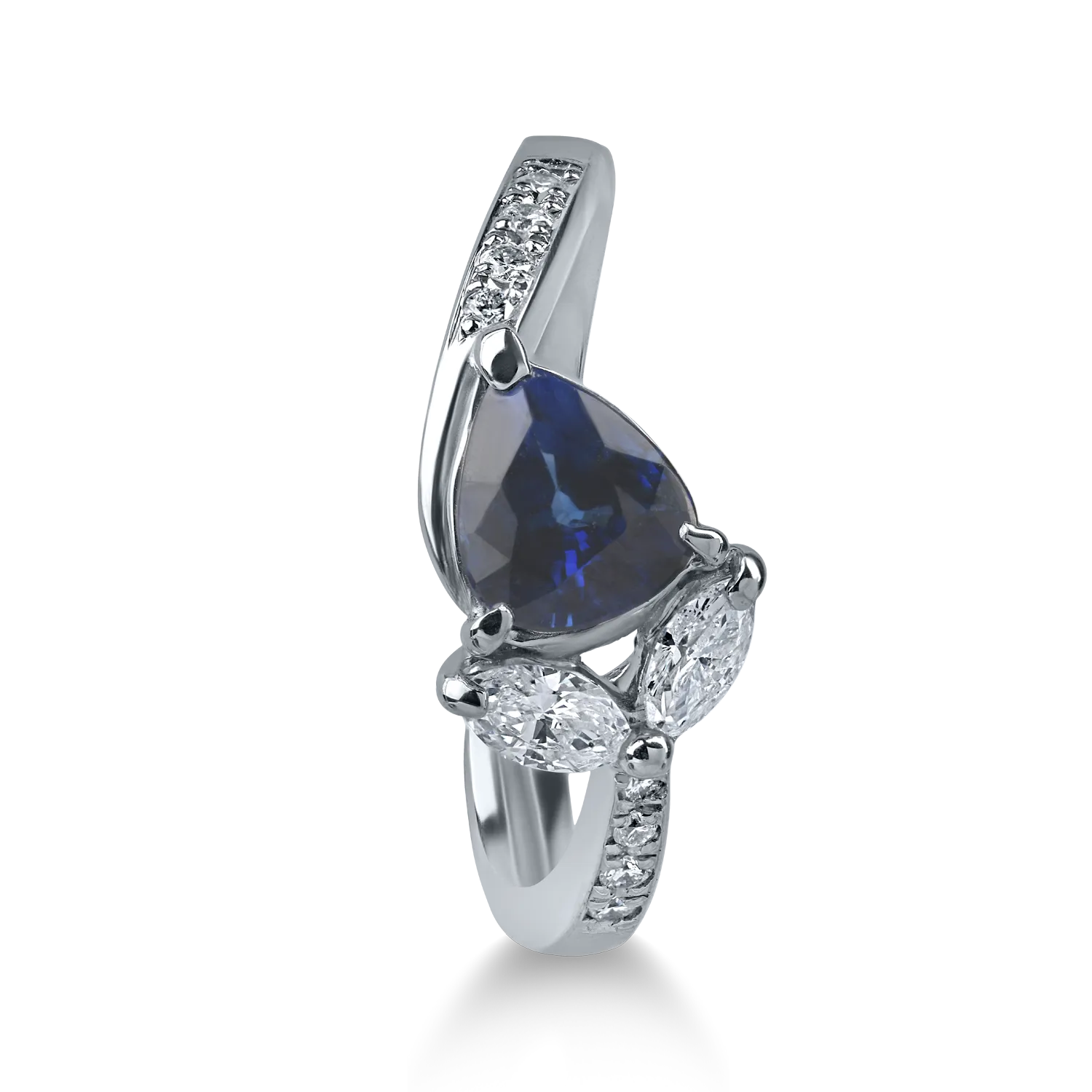 Inel din platina cu safir pear de 1ct si diamante de 0.3ct - imagine 2