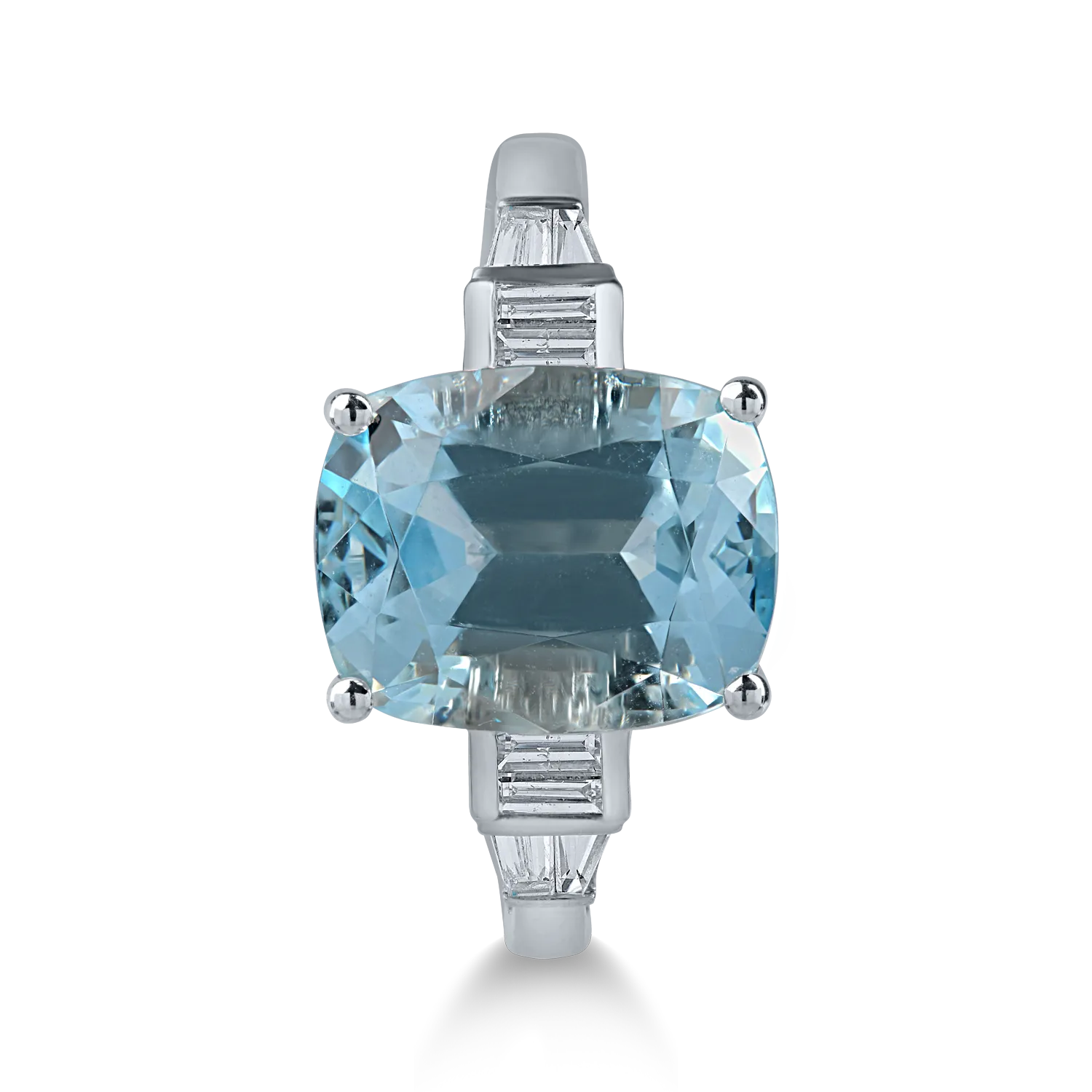 Inel din aur alb cu acvamarin de 4.5ct si diamante de 0.2ct