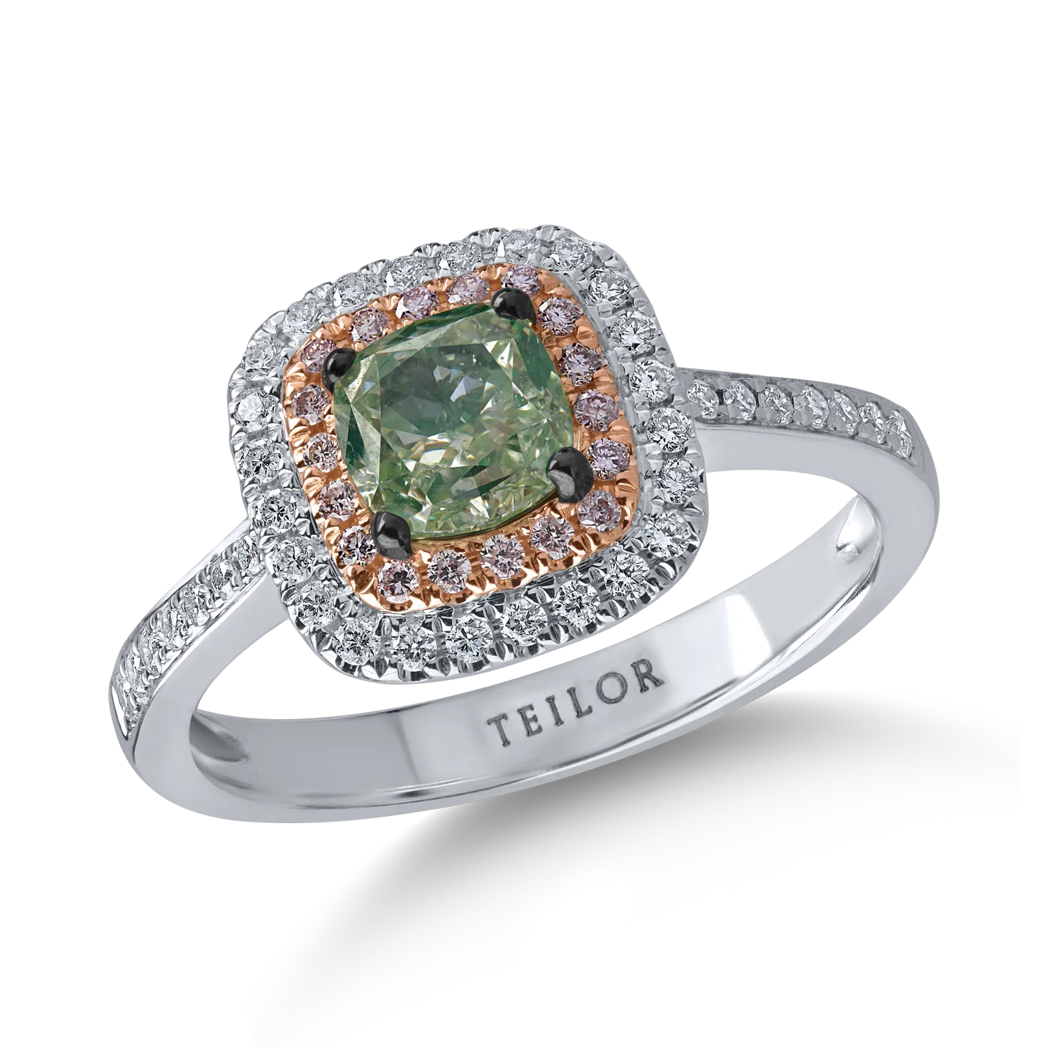 Pierścionek z białego złota z diamentami o masie 1.3ct