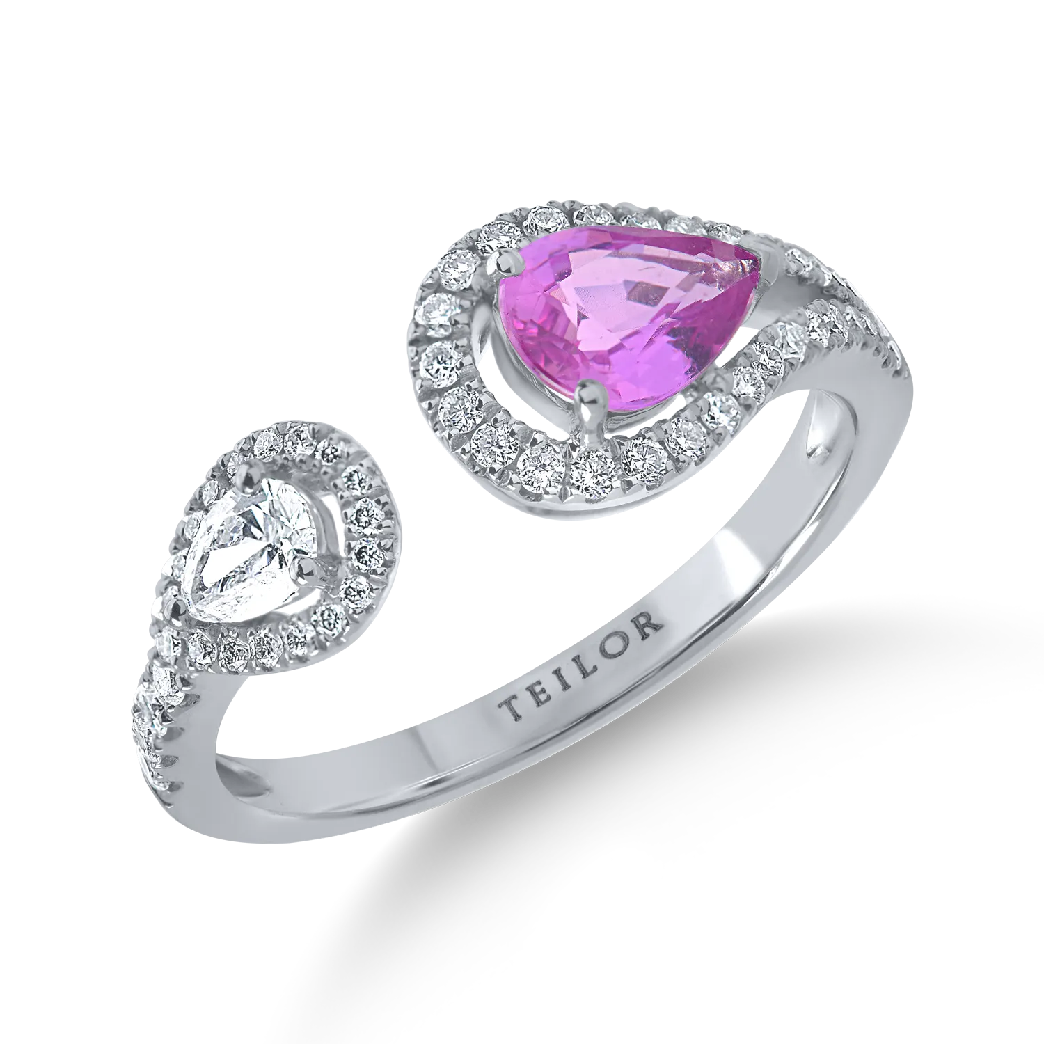 White gold ring with 0.7ct pink sapphire and 0.4ct diamonds
