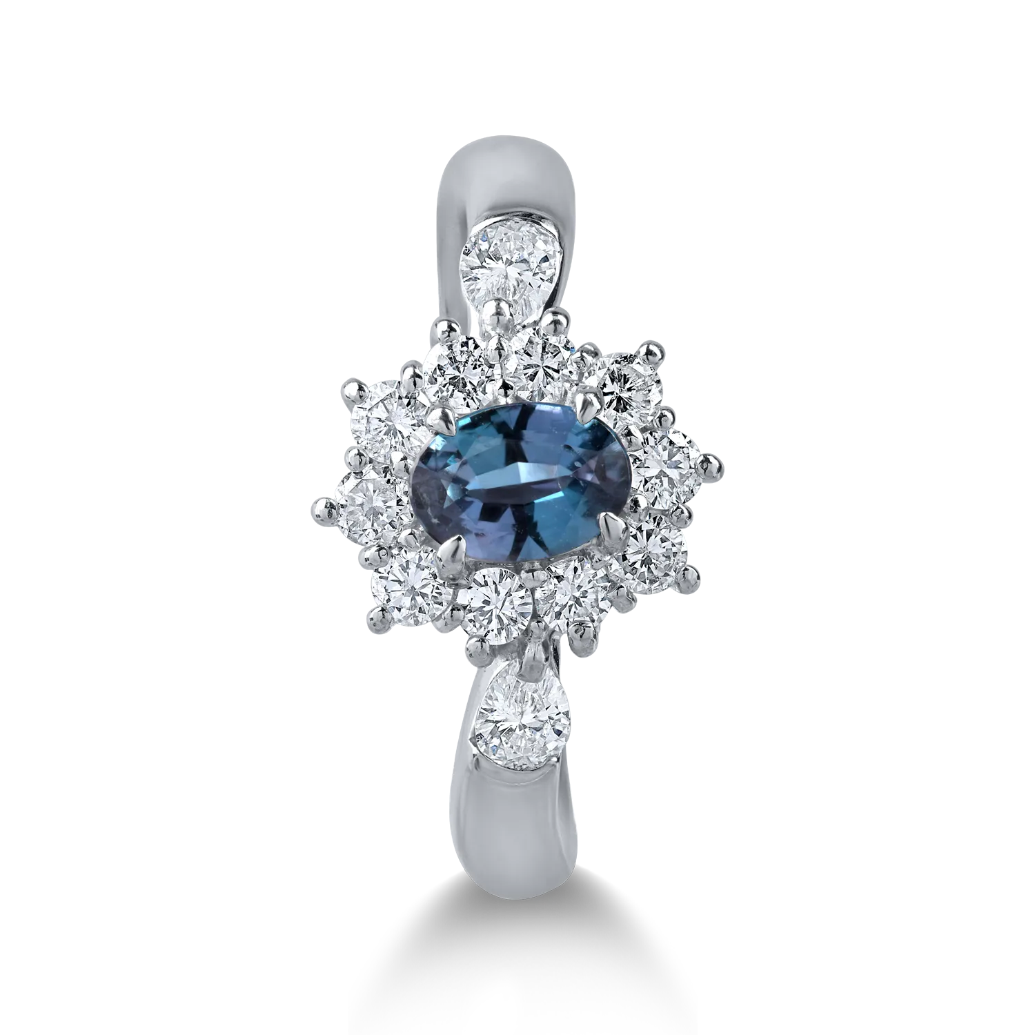 Platina gyűrű 0.4ct alexandrittal és 0.5ct gyémántokkal