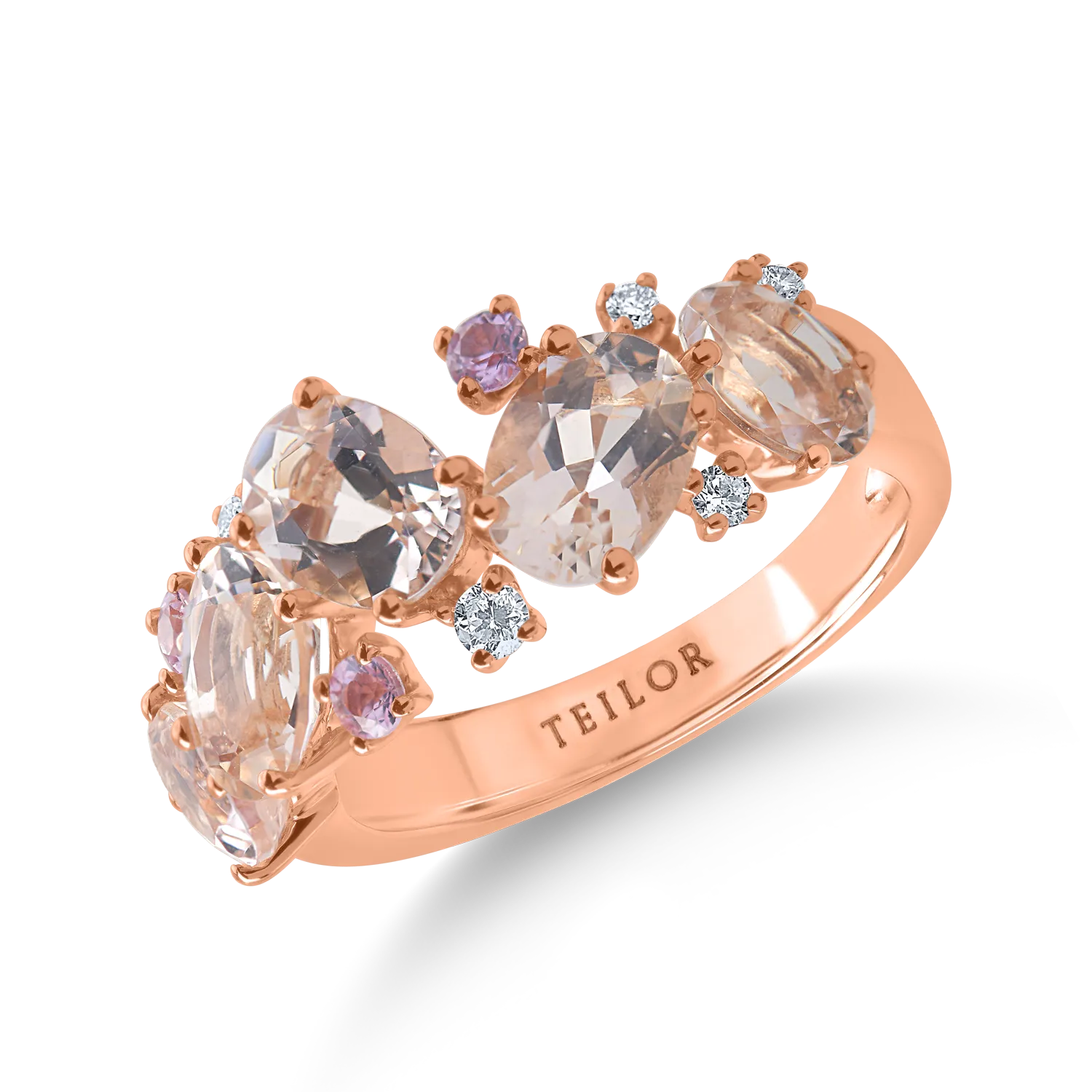 Rose gold ring with 3.3ct precious and semi-precious stones