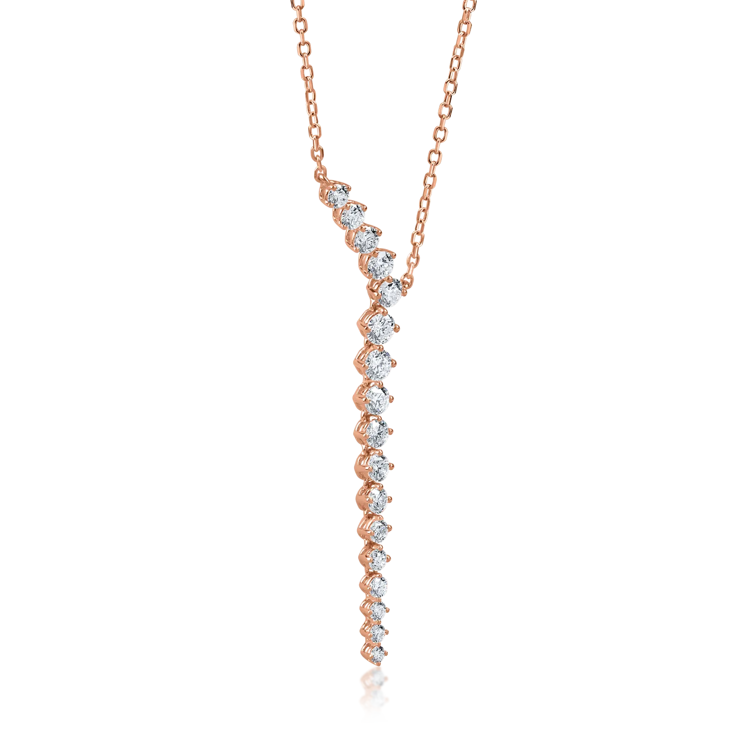 Colier din aur roz cu diamante de 1.2ct