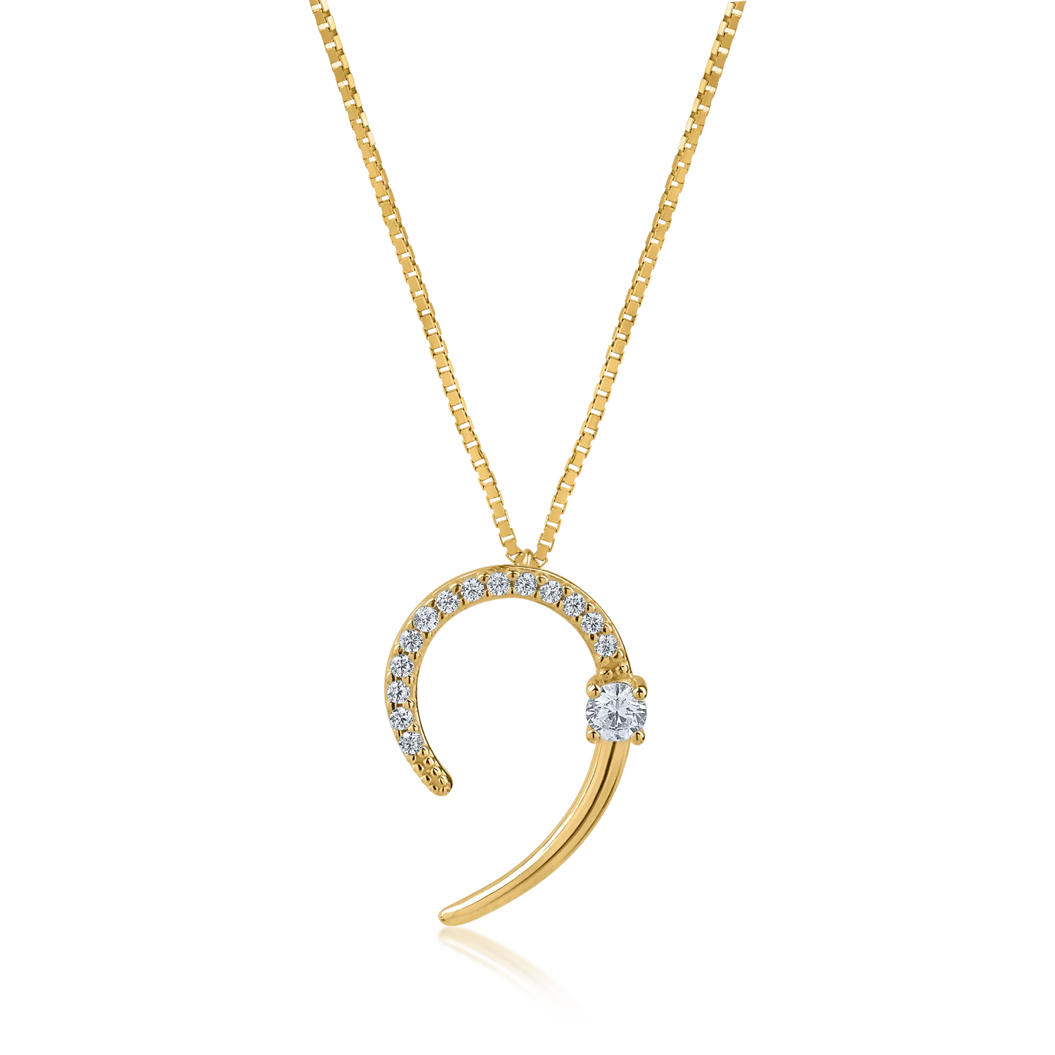 Yellow gold pendant necklace with zirconia