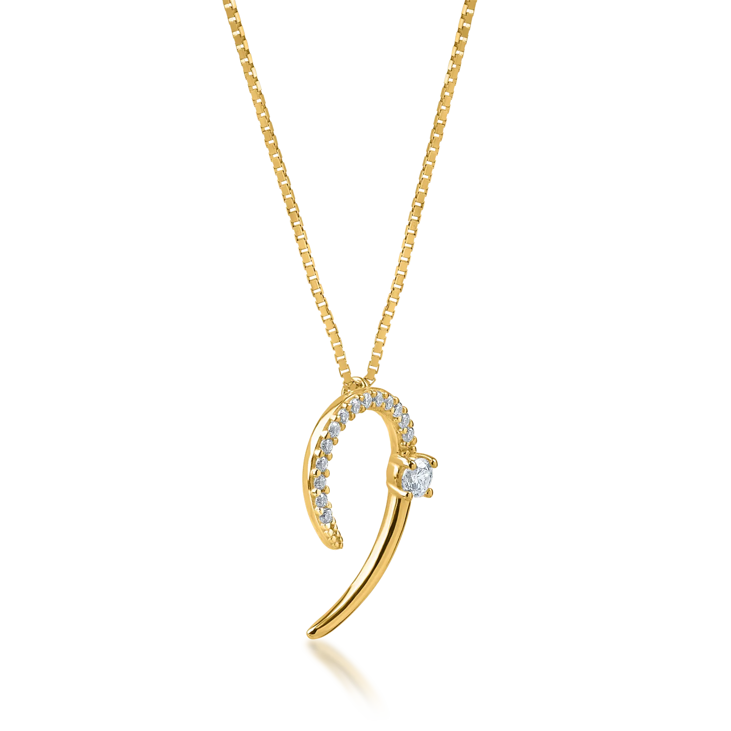 Yellow gold pendant necklace with zirconia