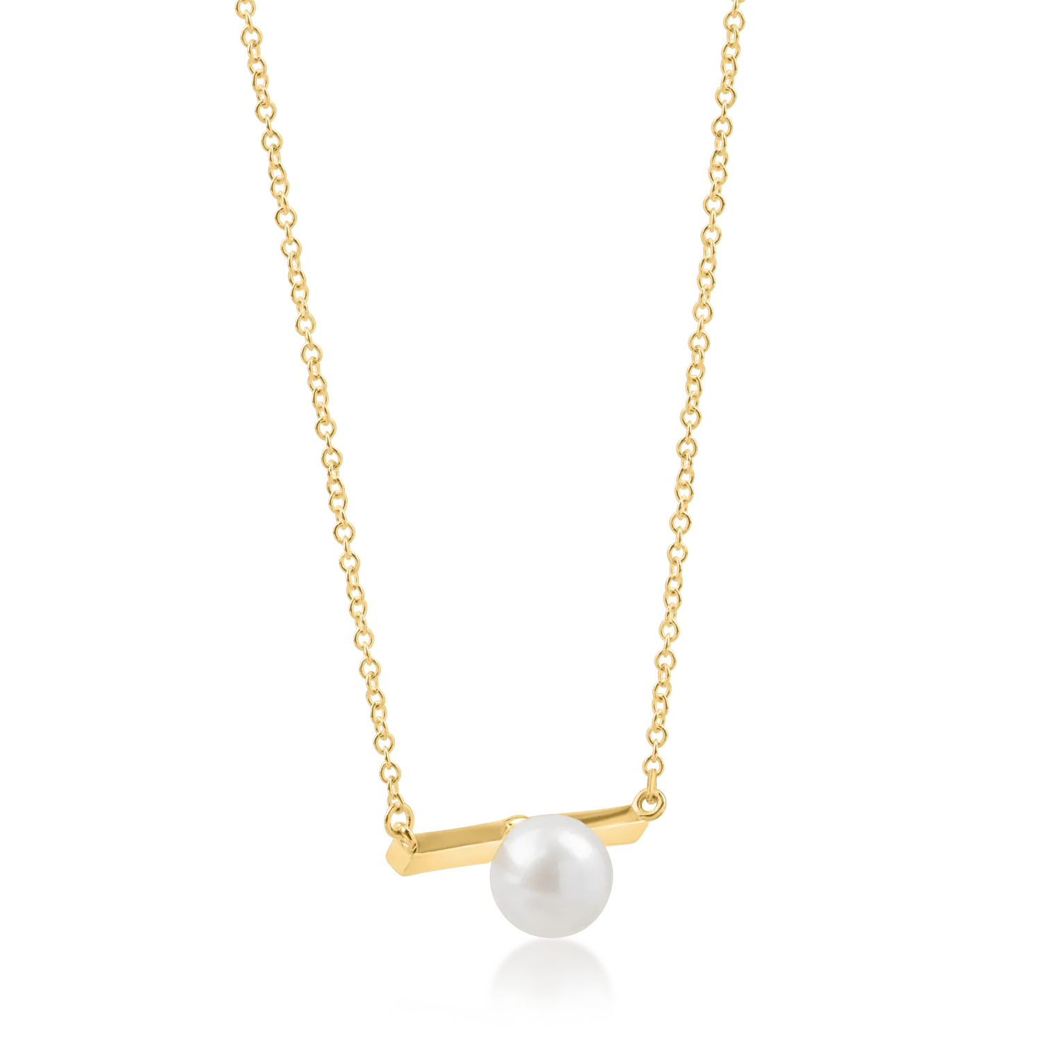 Yellow gold minimalist pendant necklace with zirconia