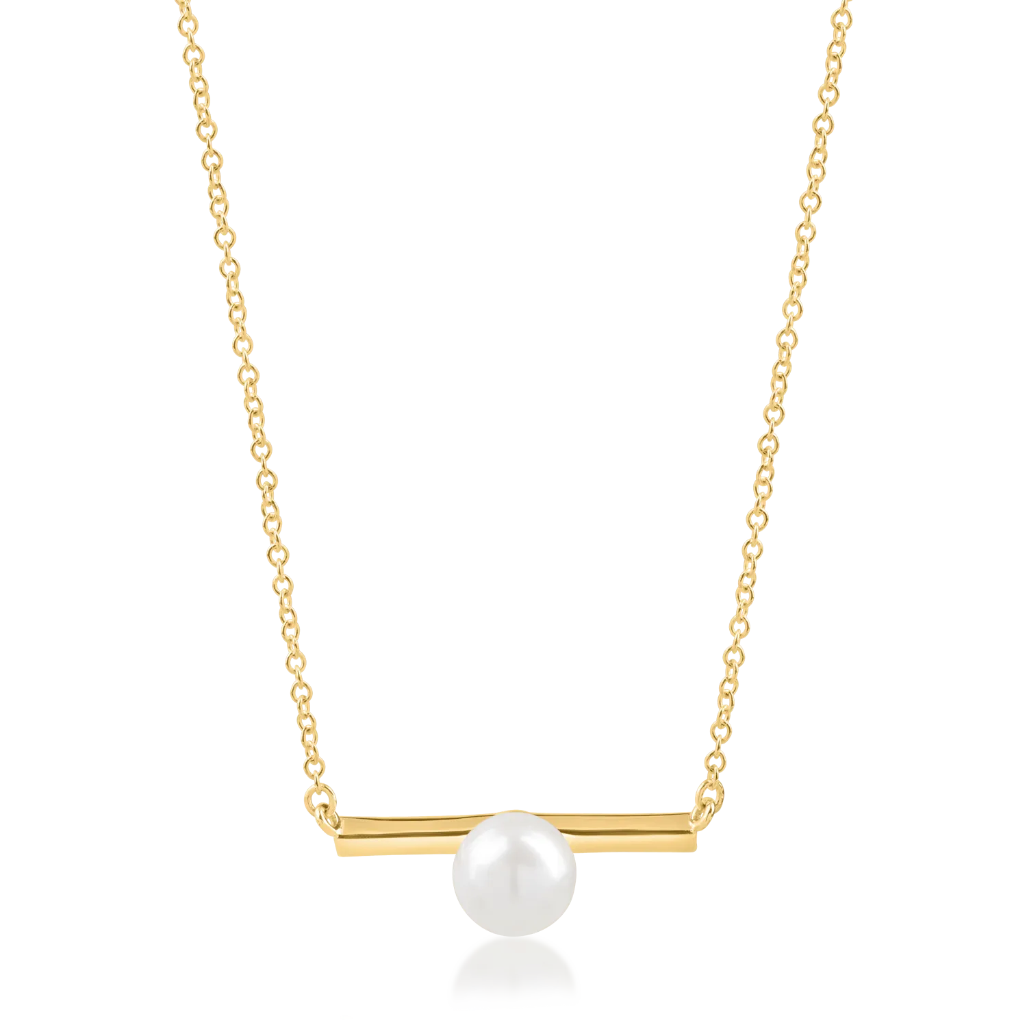 Yellow gold minimalist pendant necklace with zirconia-173558