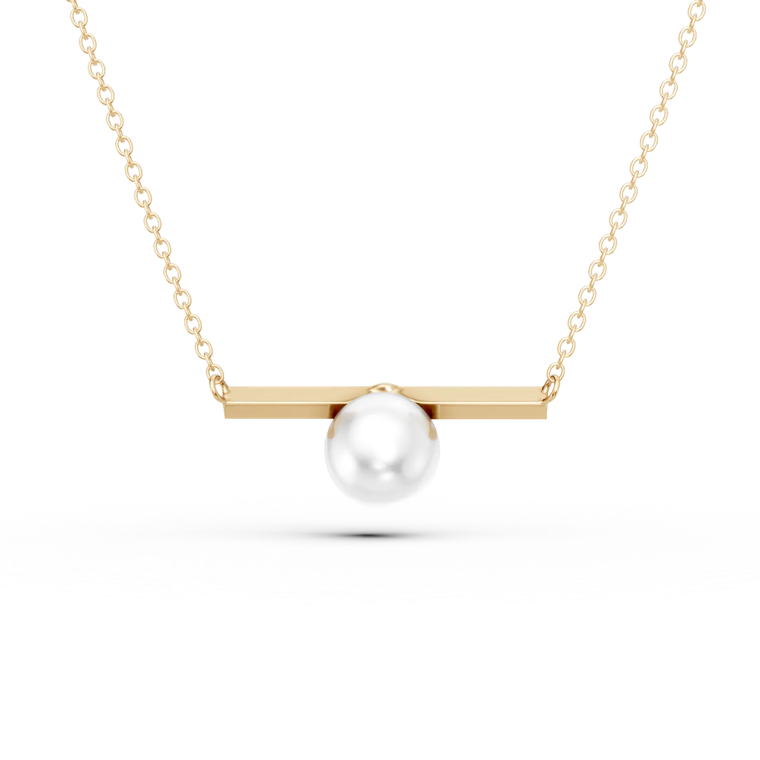 Минималистично колие с висулка от жълто злато и цирконий-173558