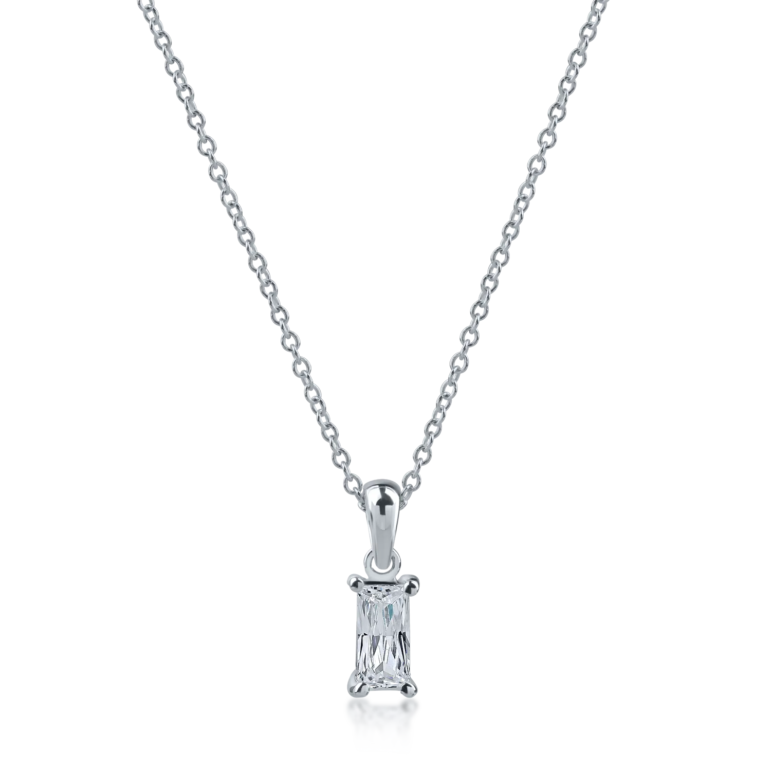 White gold minimalist pendant necklace with zirconia