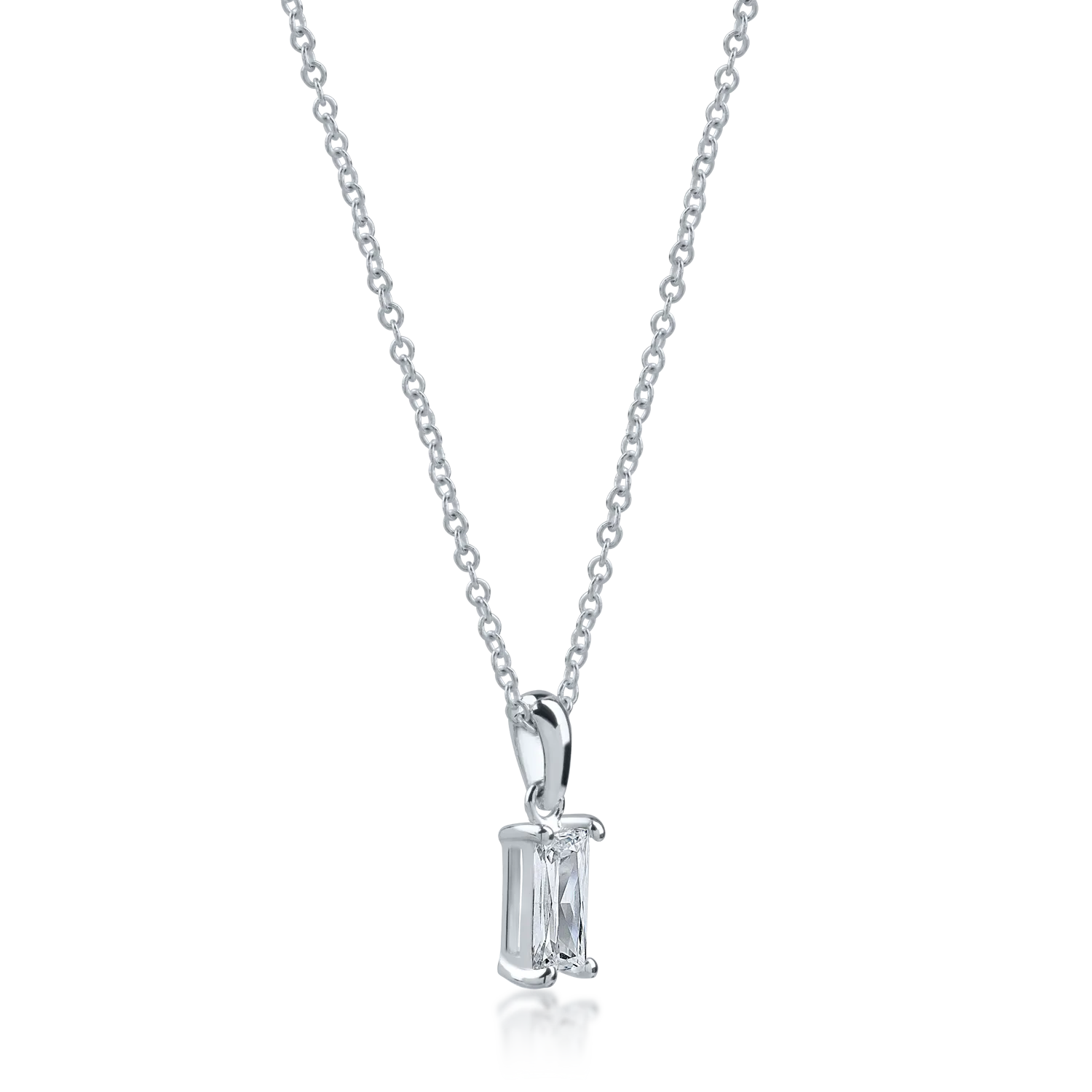 White gold minimalist pendant necklace with zirconia