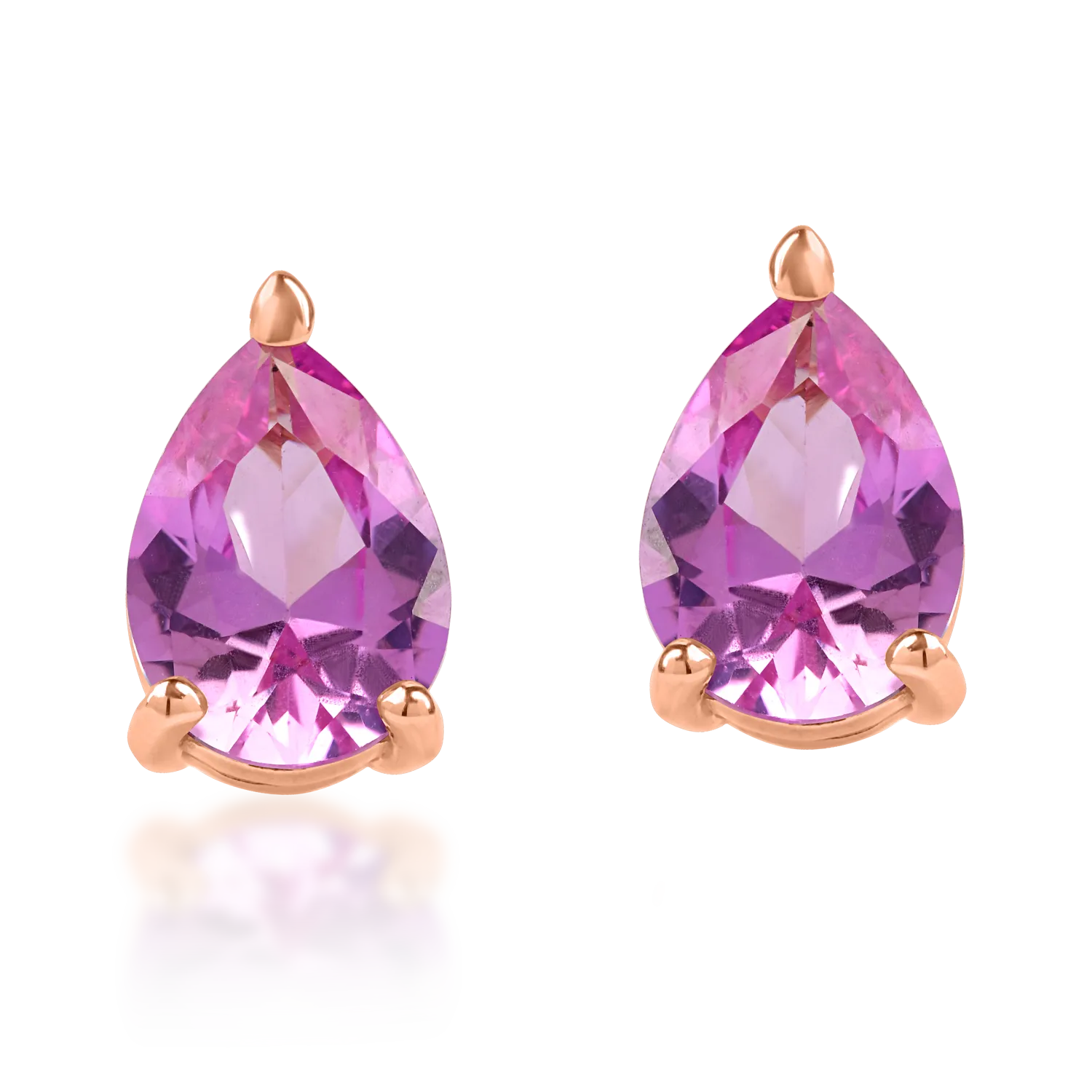 Rose gold minimalist earrings with purple zirconia