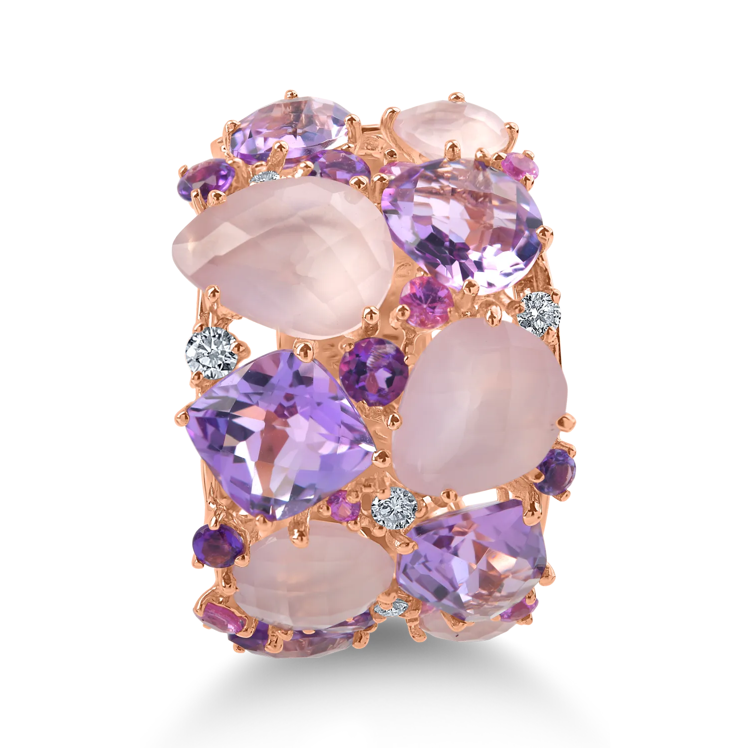 Rose gold ring with 11ct precious and semi-precious stones