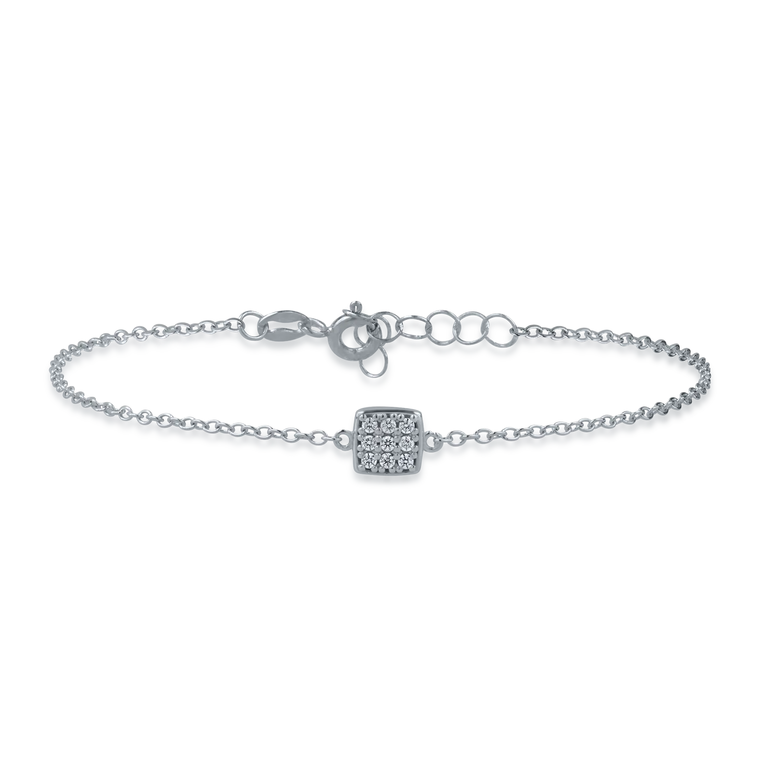 White gold bracelet with geometric pendant and zirconia