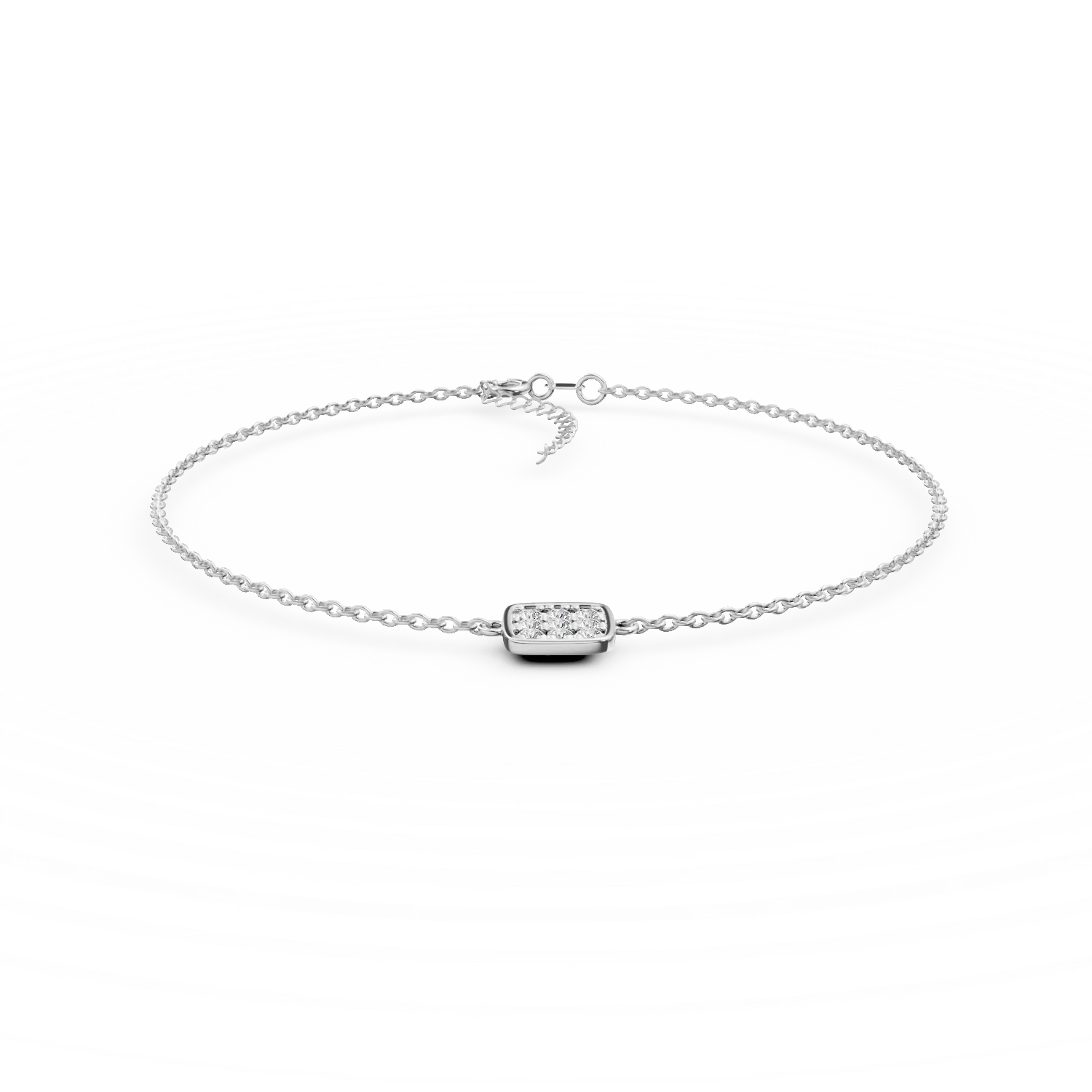 Fehérarany karkötő geometrikus medállal és cirkóniával