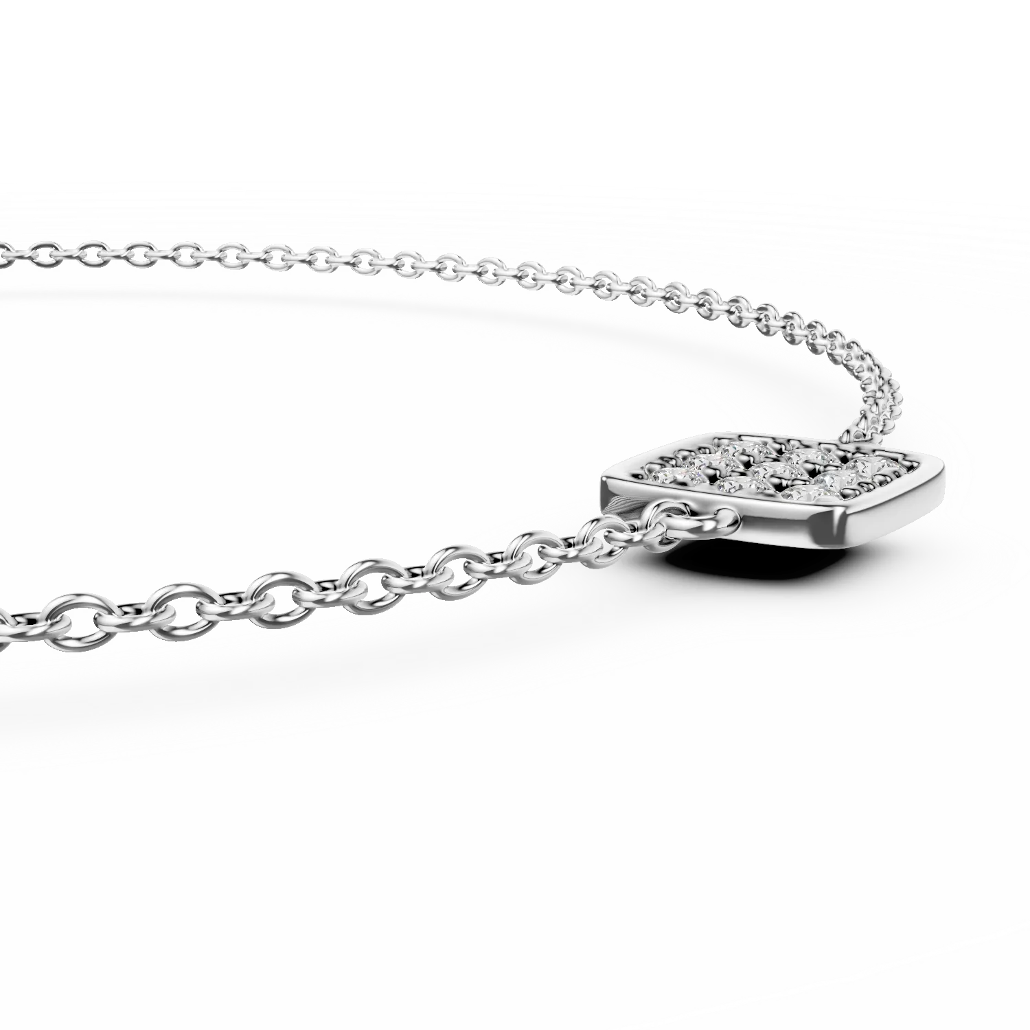 White gold bracelet with geometric pendant and zirconia