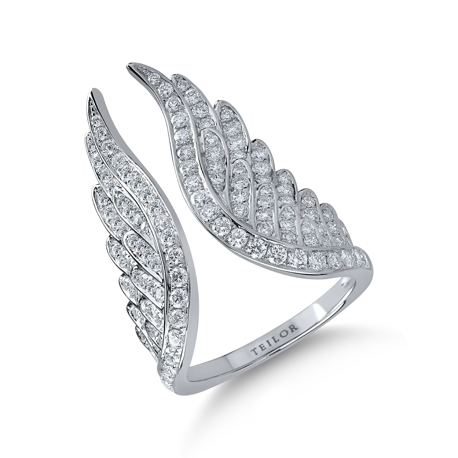 White gold wings ring with 1.7ct diamonds