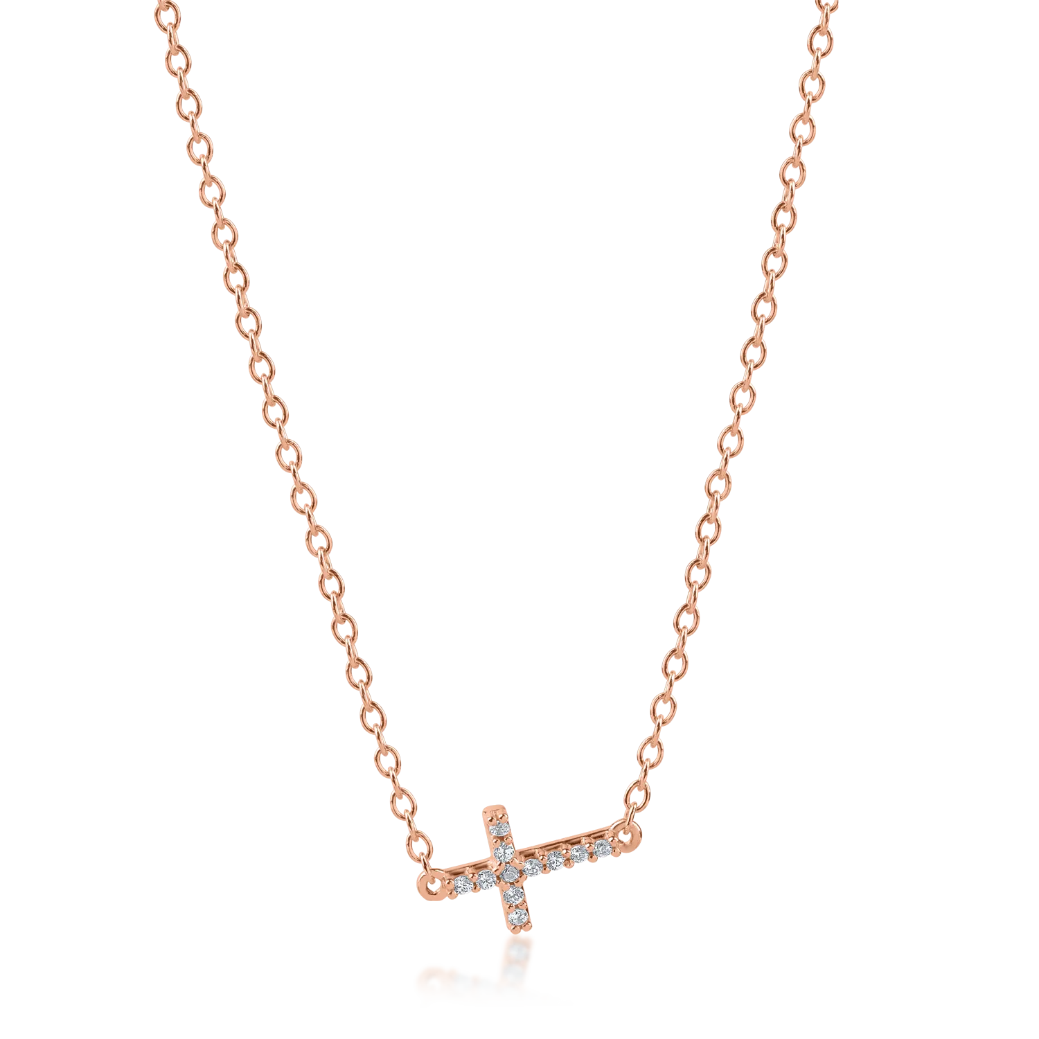 Naszyjnik z krzyżykiem w kolorze różowego złota z cyrkoniami