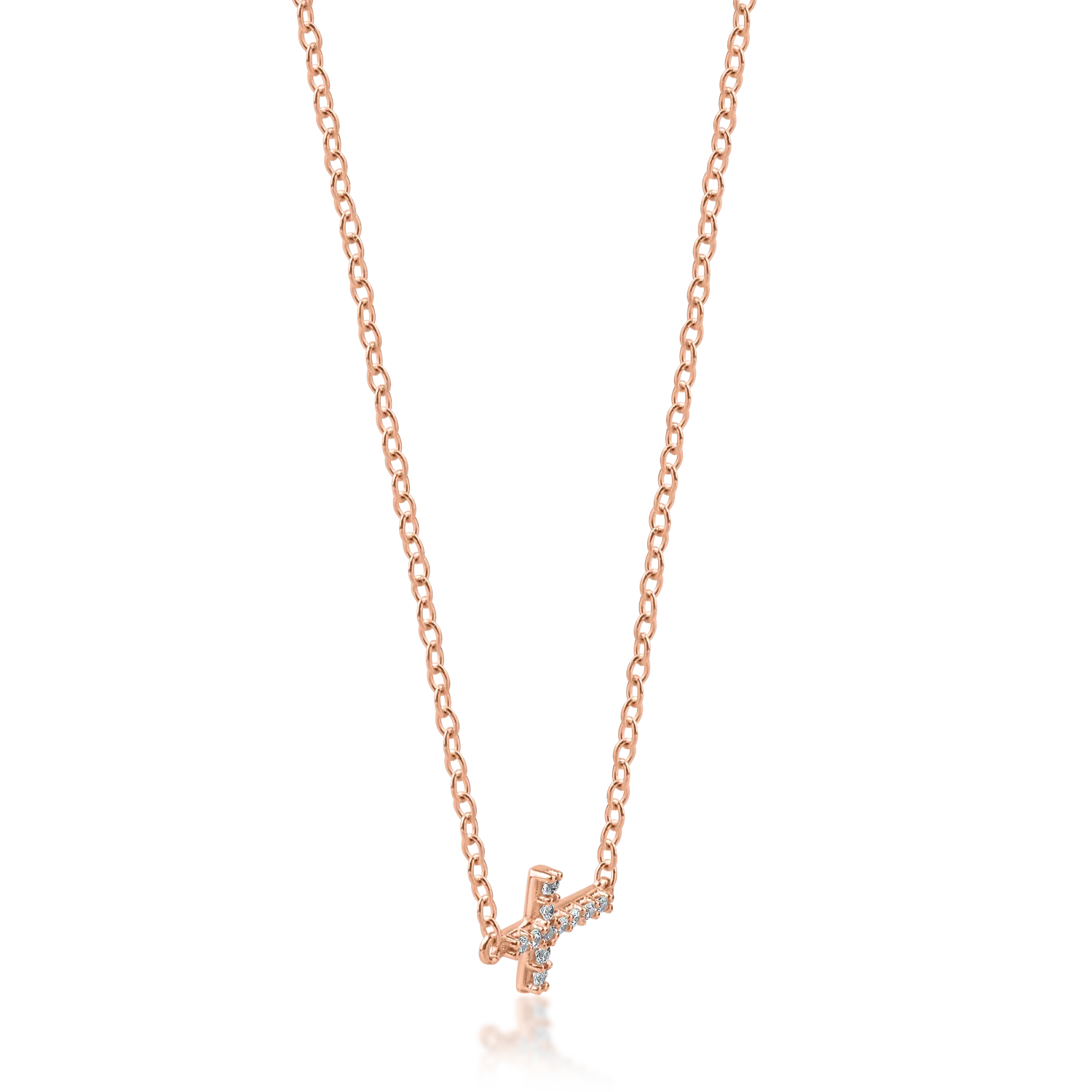 Rose gold cross pendant necklace with zirconia