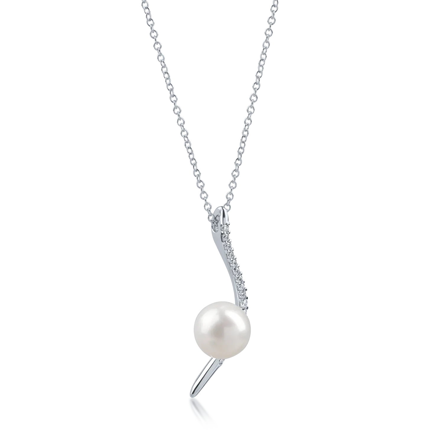 Fehérarany minimalista medál nyaklánc szintetikus gyöngyökkel