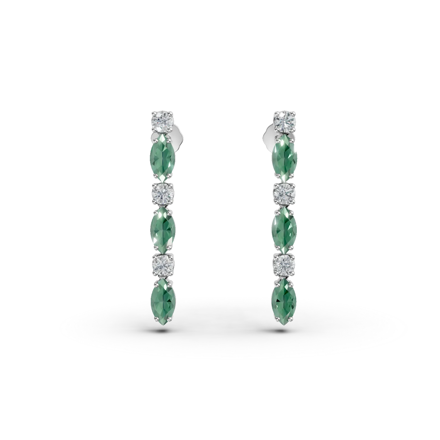 White gold long earrings with zirconia