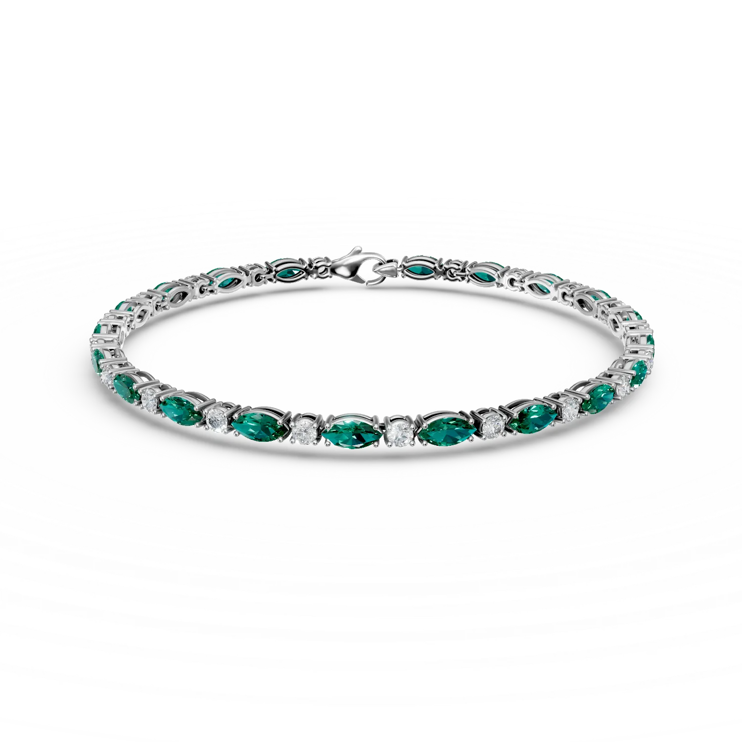 Bratara tennis din aur alb cu zirconii