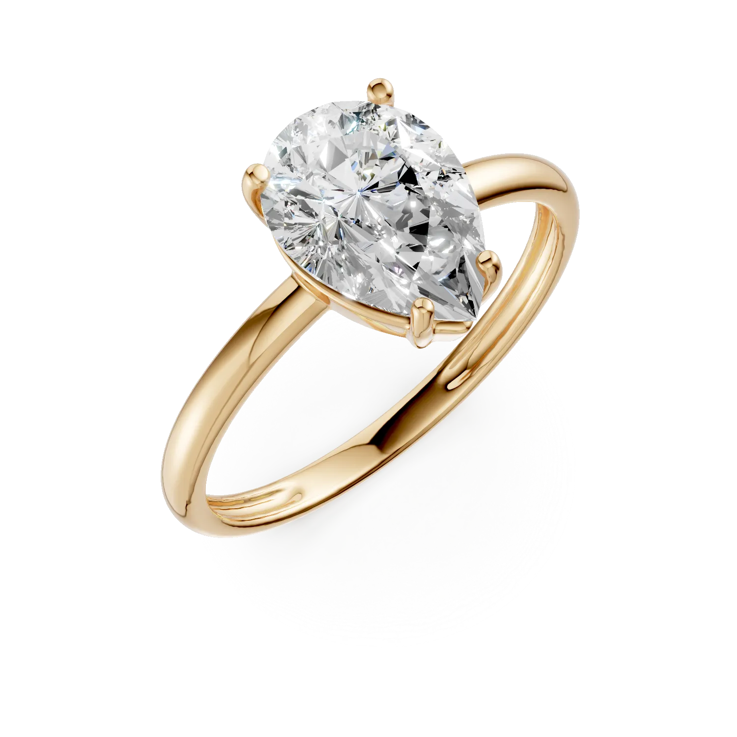 Yellow gold engagement ring with solitaire zirconia