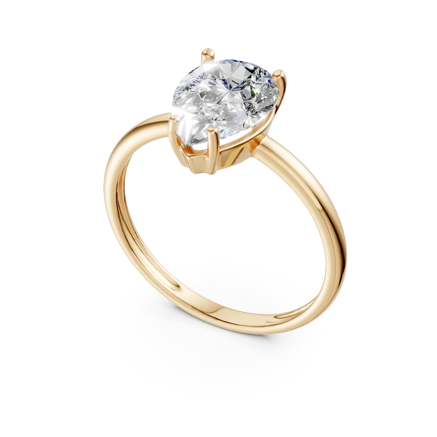 Yellow gold engagement ring with solitaire zirconia