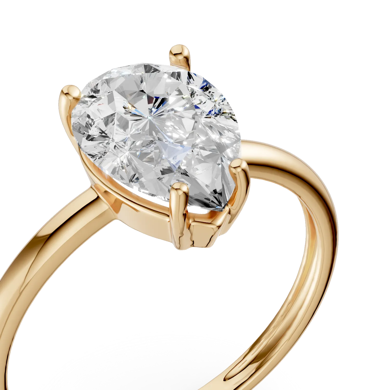 Yellow gold engagement ring with solitaire zirconia