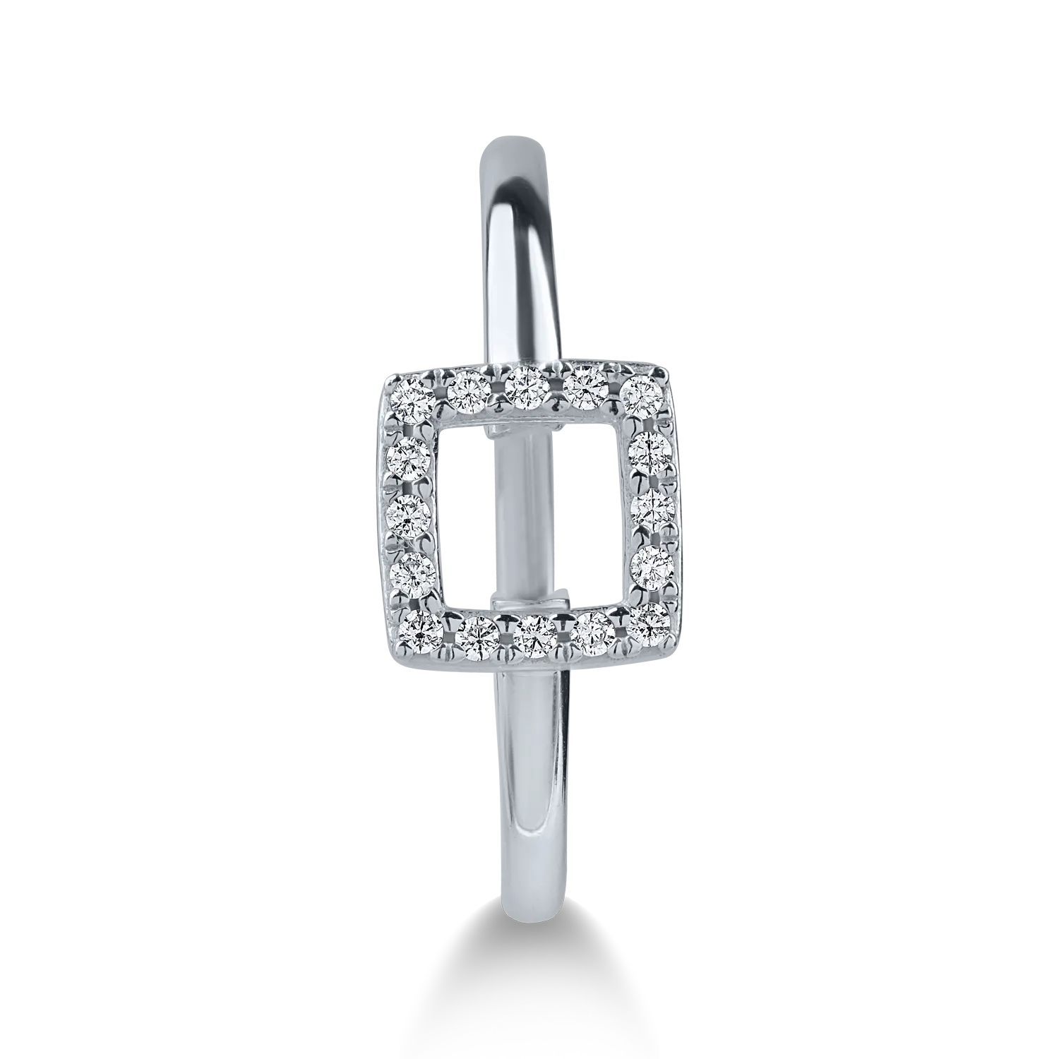 White gold geometric ring with zirconia