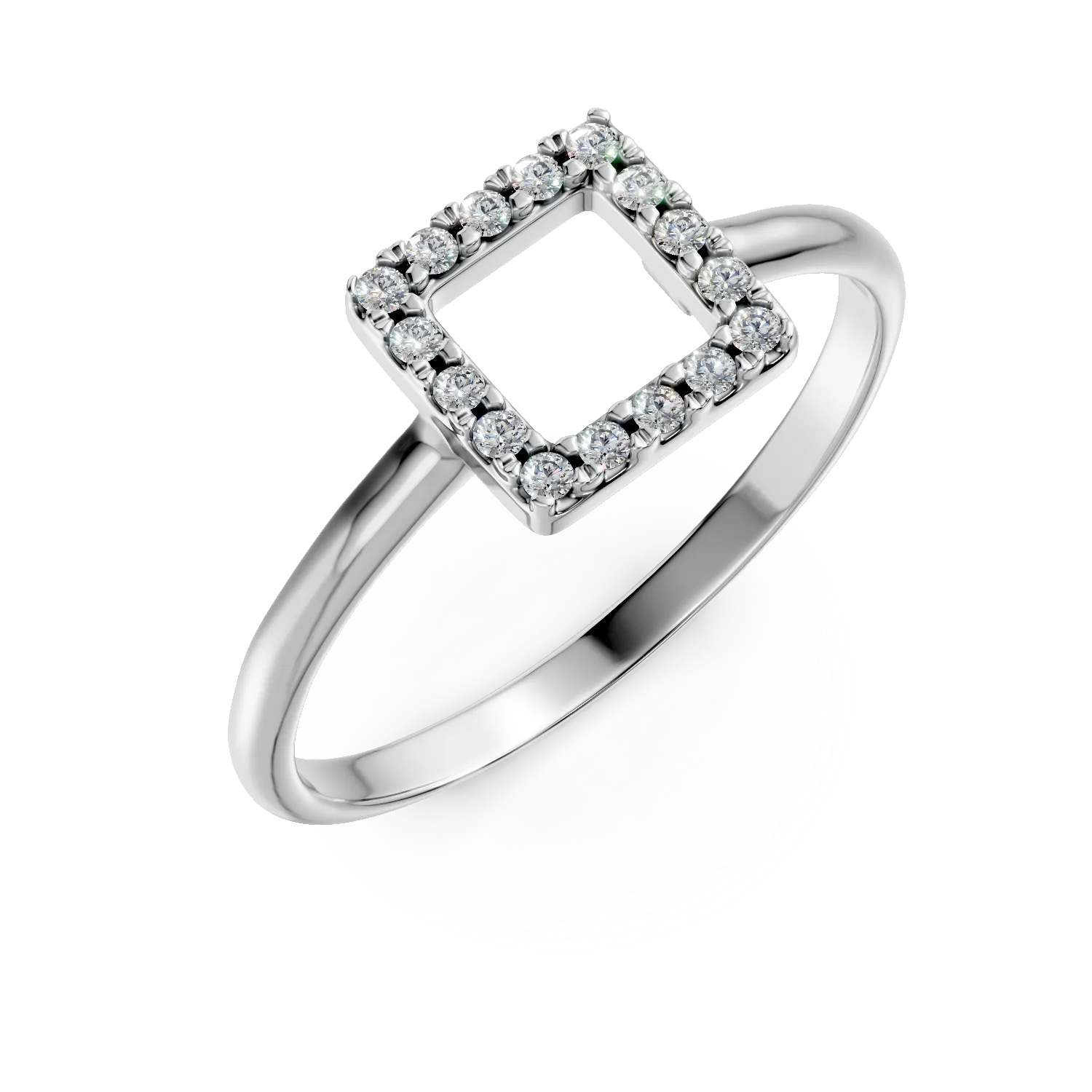 Inel geometric din aur alb cu zirconii-173674