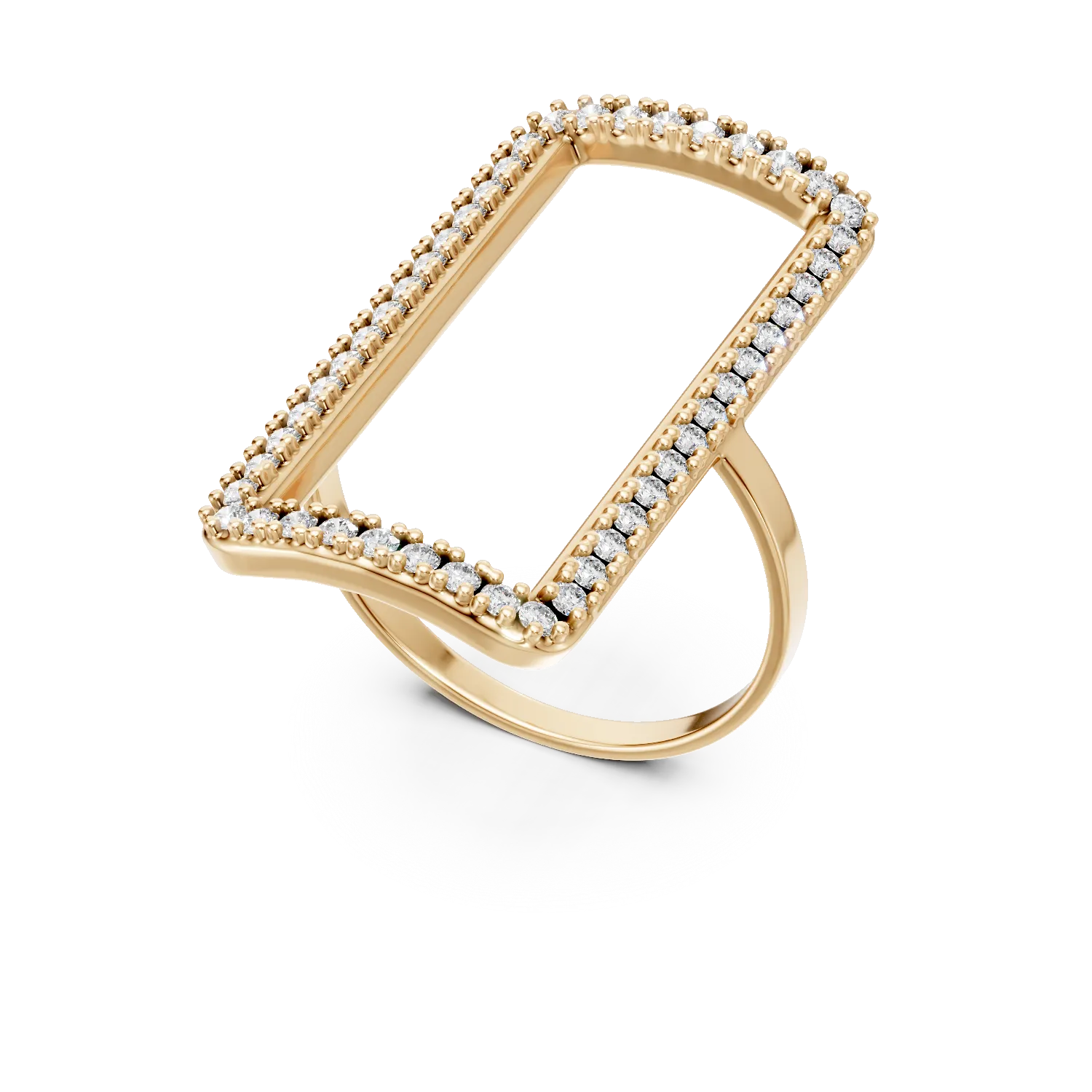 Yellow gold geometric ring with zirconia