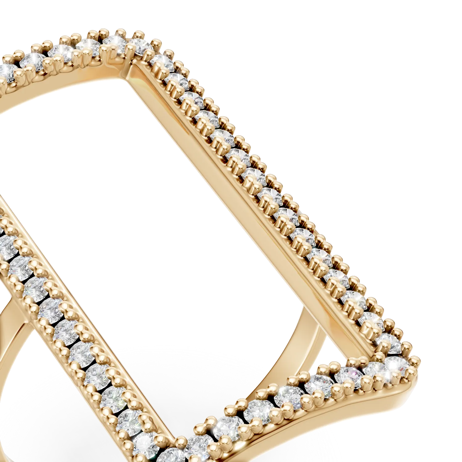 Yellow gold geometric ring with zirconia