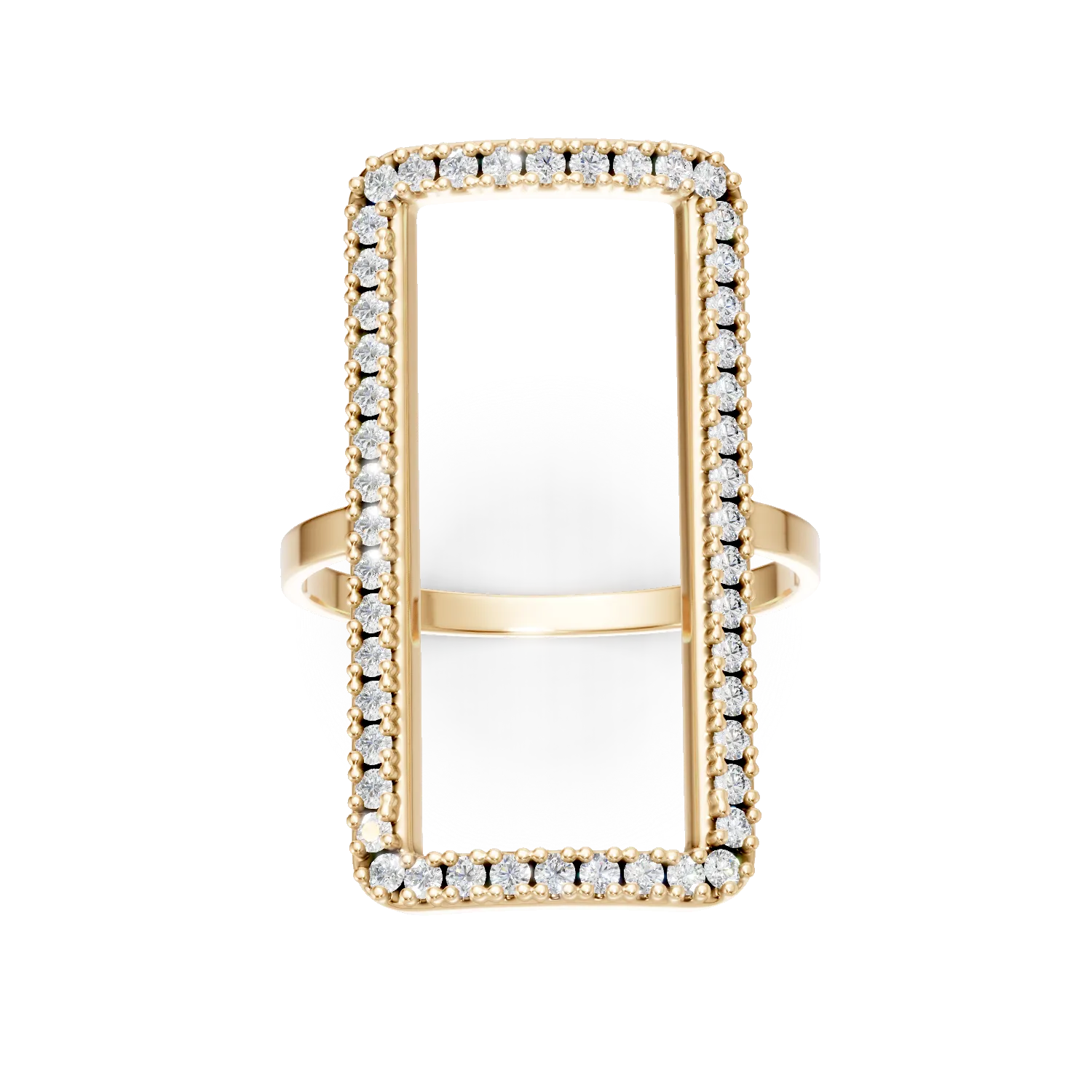 Yellow gold geometric ring with zirconia