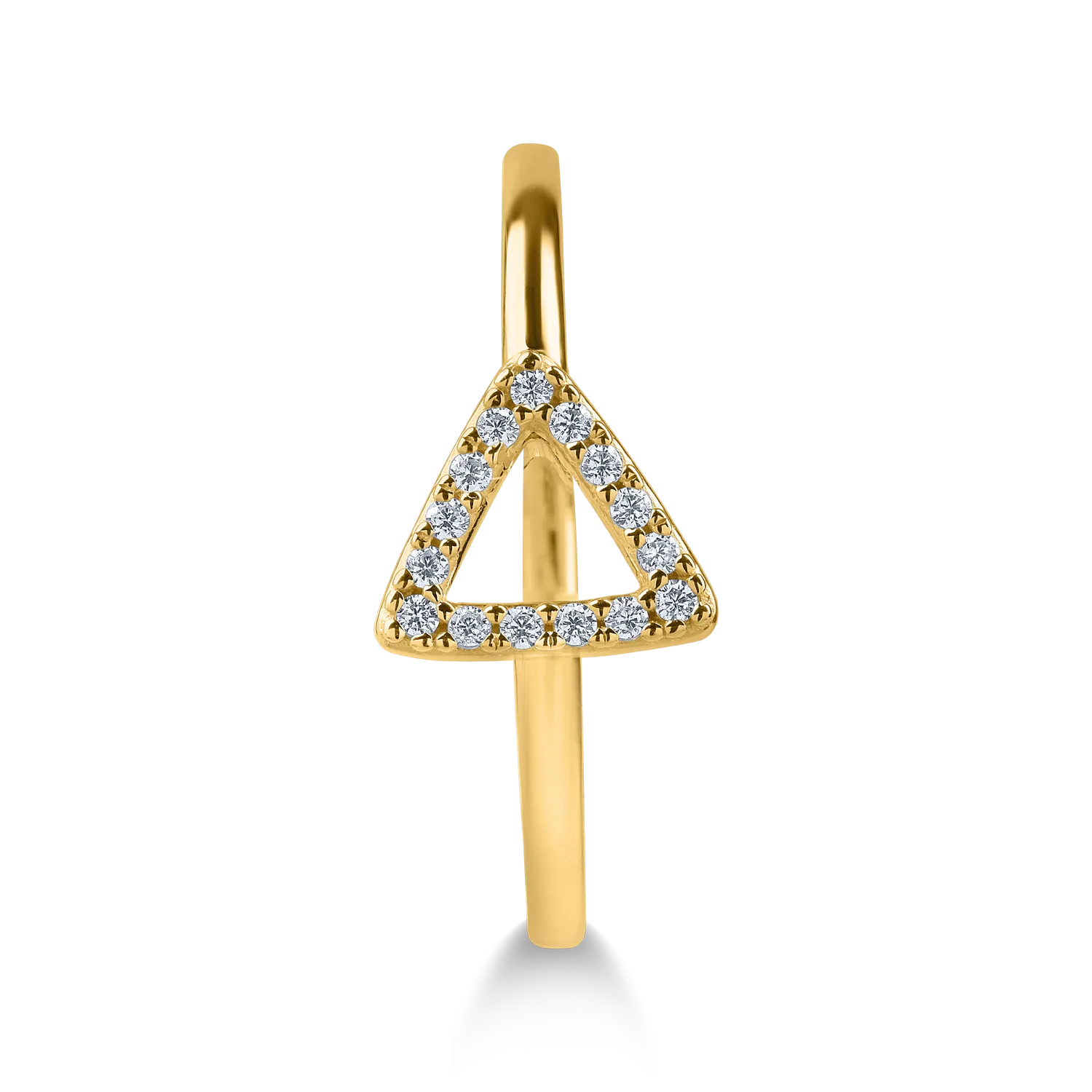 Yellow gold geometric ring with zirconia