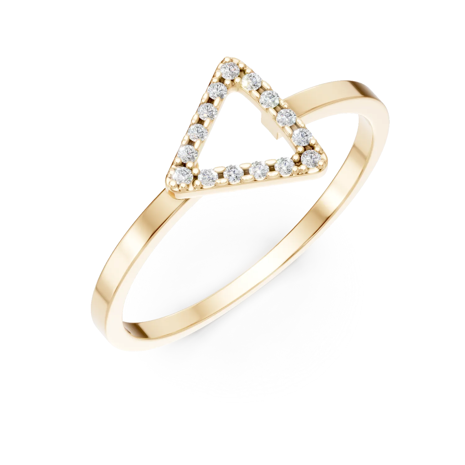 Yellow gold geometric ring with zirconia
