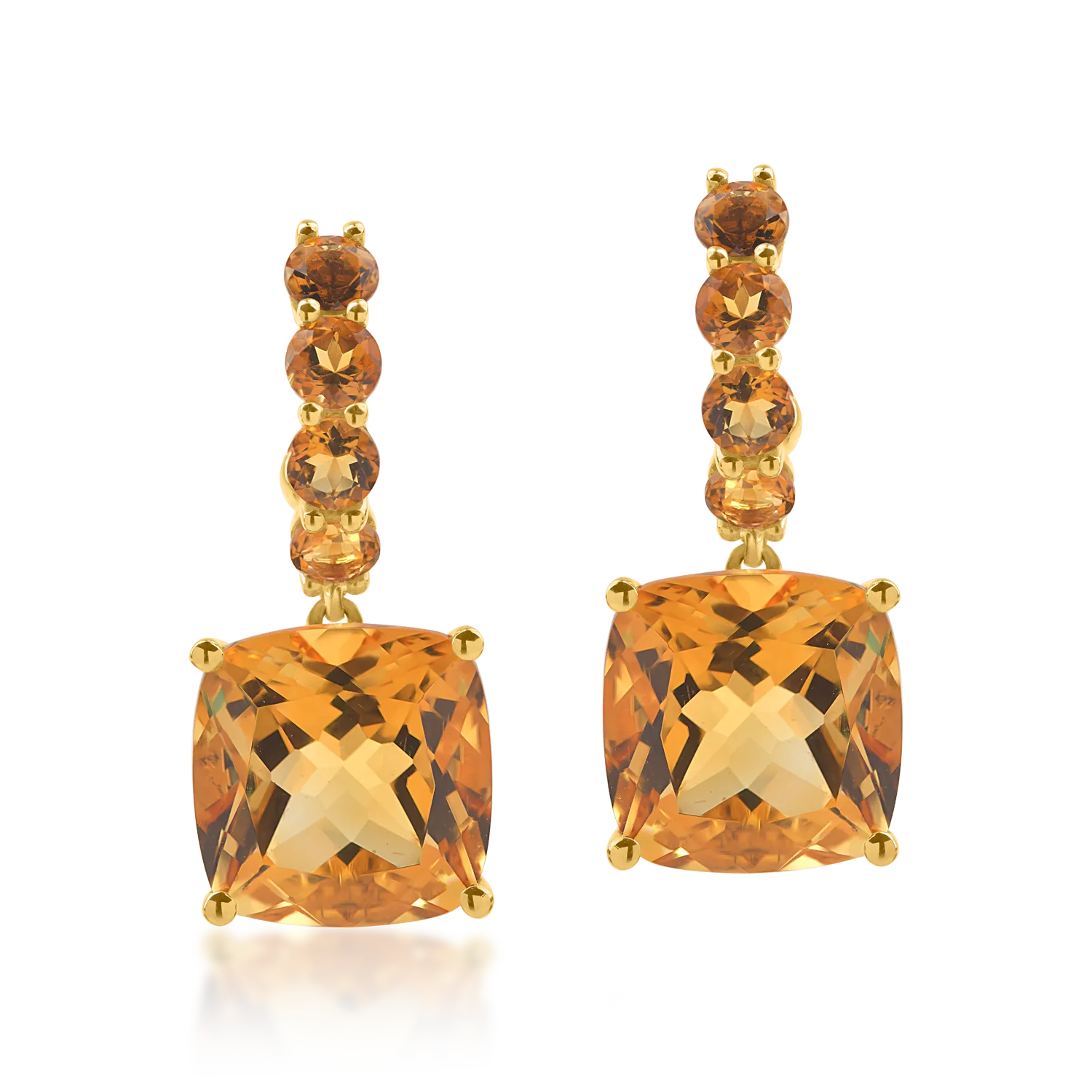 Cercei geometrici din aur galben cu citrine de 8.4ct si ametiste de 0.8ct