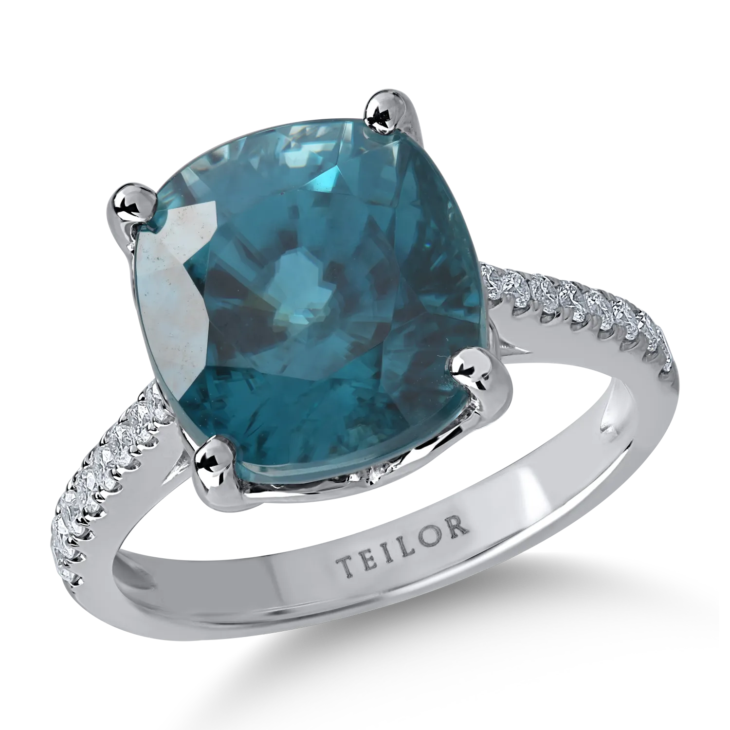 Teilor Inel din aur alb cu zirconia naturala de 11.38ct si diamante de 0.19ct